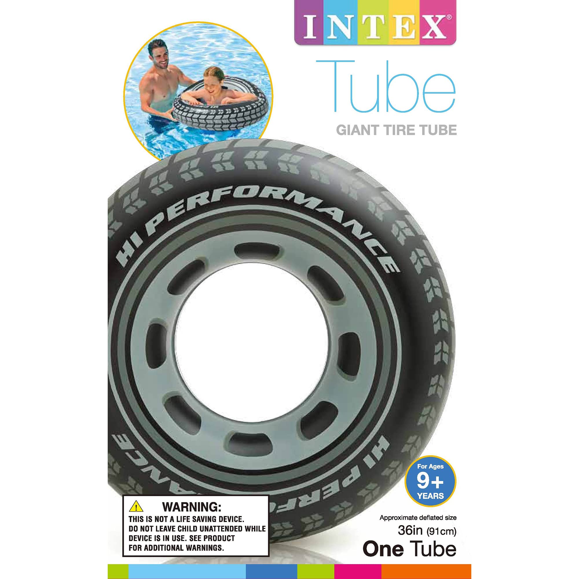 Intex Inflatable 36" Giant Tire Tubes for Swimming Pool/Lake/Ocean (2 Pack)