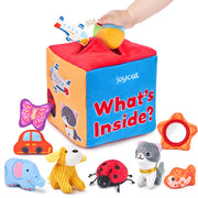 JoyCat Baby Toys 6-12 Months - Mystery Soft Box with 10 Sensory Objects, Rattle, Crinkle Paper, Mirror - What's Inside Box Infant Gifts, Soft Busy Toys 1-2 - Baby Birthday Gifts Boy Girl Chirstmas