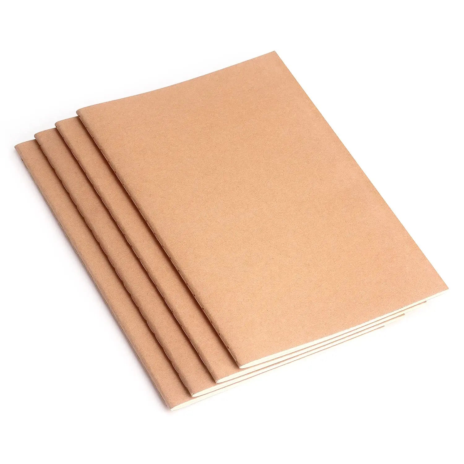 ZZTX 4 Pack Blank Kraft Notebooks, Blank Paper Sketchbooks for Drawing Doodling Writing,Travel Journal Set, A5, 36 Pages, 8.3” X 5.5”