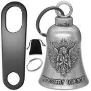 Anwlki Biker Guardian Luck Riding Bell Motorcycle Gremlin Bells with 2 Key Chain Ring Accessories, Motorcycle Bell Hanger (Guardian Angel)