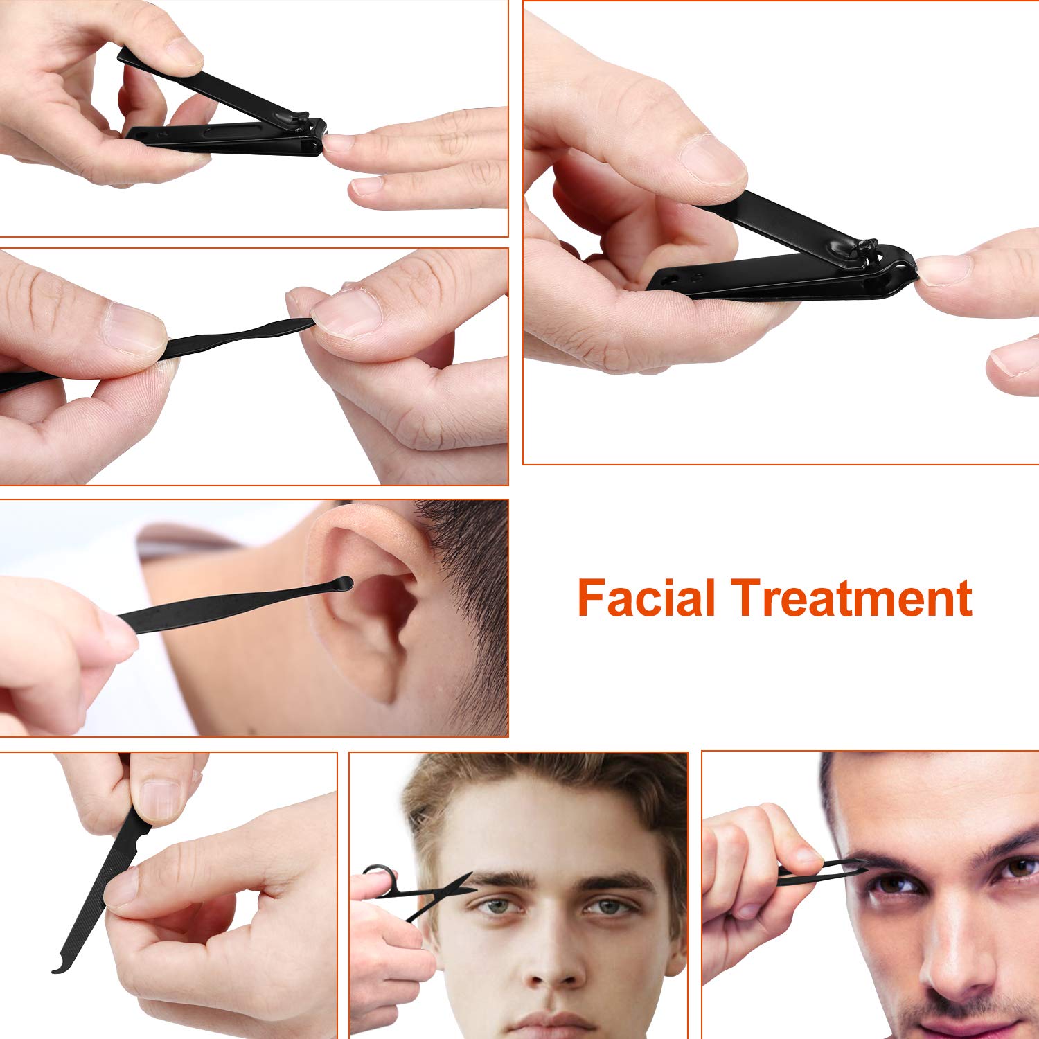 Manicure set Men Personal Care Tools Accessories Finger and Toe Nail Clippers Kit Professional Manicure Pedicure Kit With Travel Case Nail Grooming Kit Present for Men Husband Boyfriend Parent