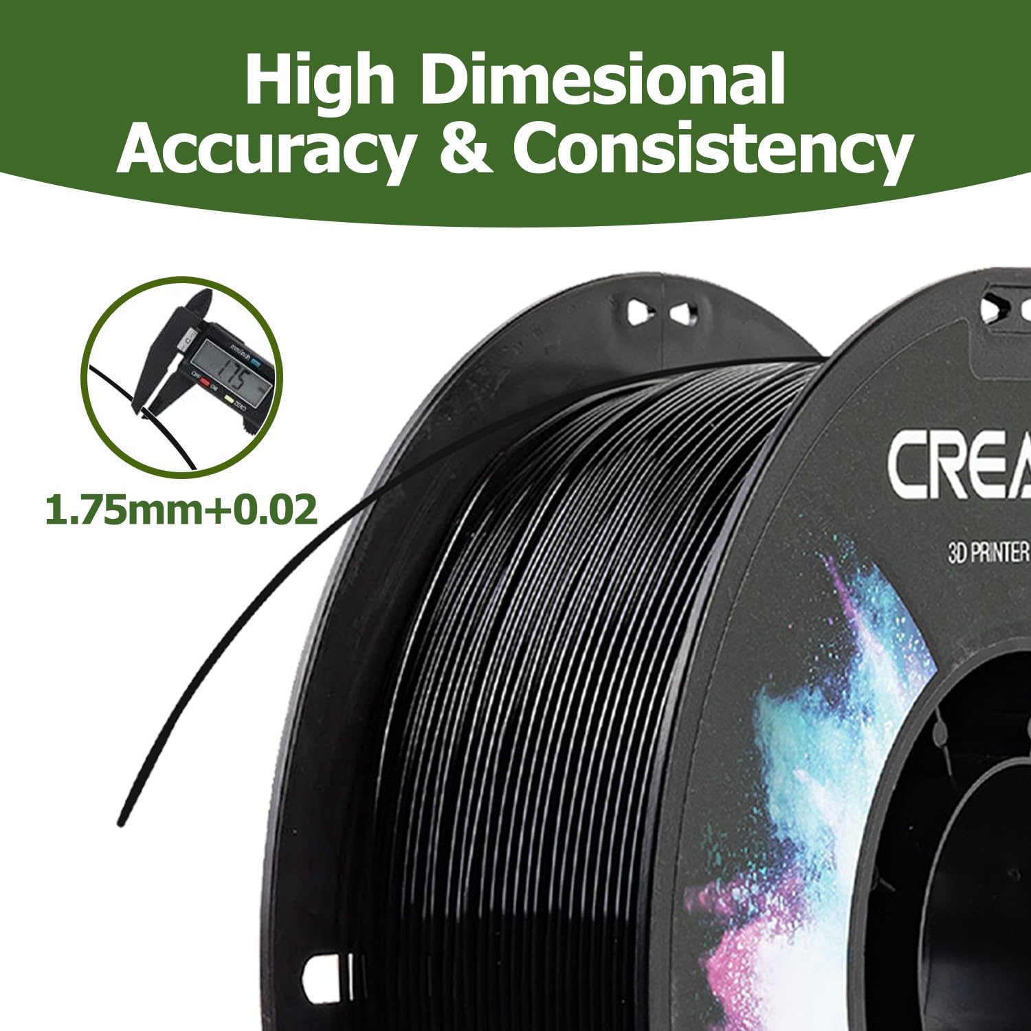 Official Creality PETG 3D Printer Filament 1.75mm 1KG (2.2lbs), High Precision, Strong Toughness, Odorless, Better Flow, Moistureproof 3D Printing CR PETG Filament, Black