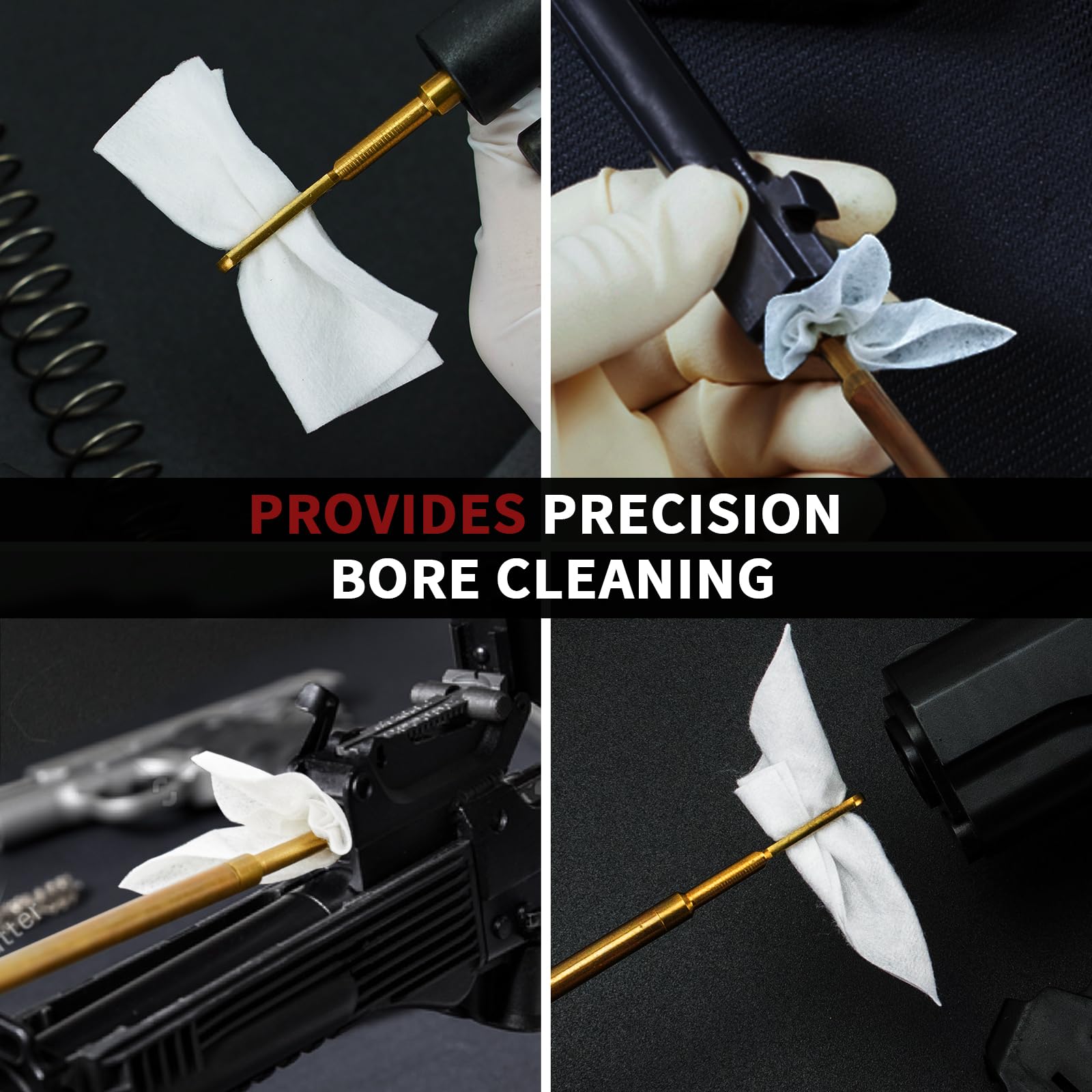 Gun Cleaning Supplies in Storage Box - Gun Cleaning Patches 300PCS and Long Cotton Swabs 200PCS, 6" Cotton Swabs, 2" x 2" Lint Free Cloth Fit Most Caliber Firearms .30/.38 Cal/ 9 mm
