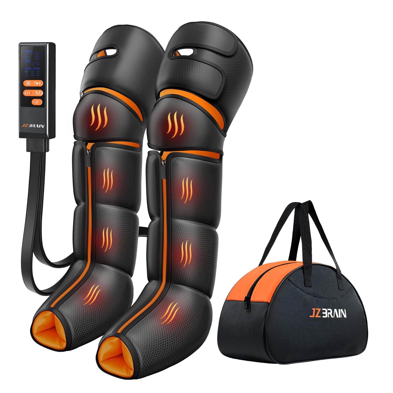 JZBRAIN Leg Massager with Heat and Compression : Sequential Compression Boots with 6 Modes, 9 Intensity and 3 Heat - Leg Massager for Circulation and Pain Relief - Gifts for Mom,Dad,Seniors,Him,Her