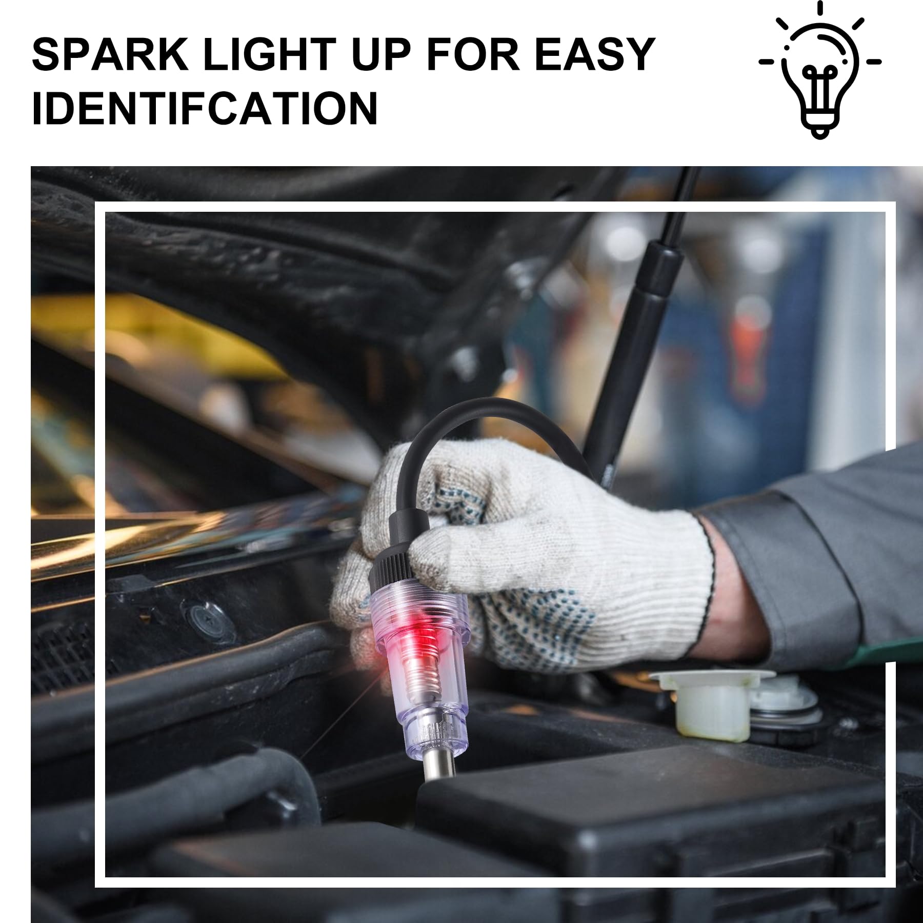 SINGARO Inline Spark Plug Tester, Plug-in Engine Ignition Tester, Car Exterior Accessories, Automobile, Lawn Mower,Engine Verification-Armature Diagnostic Test Tool