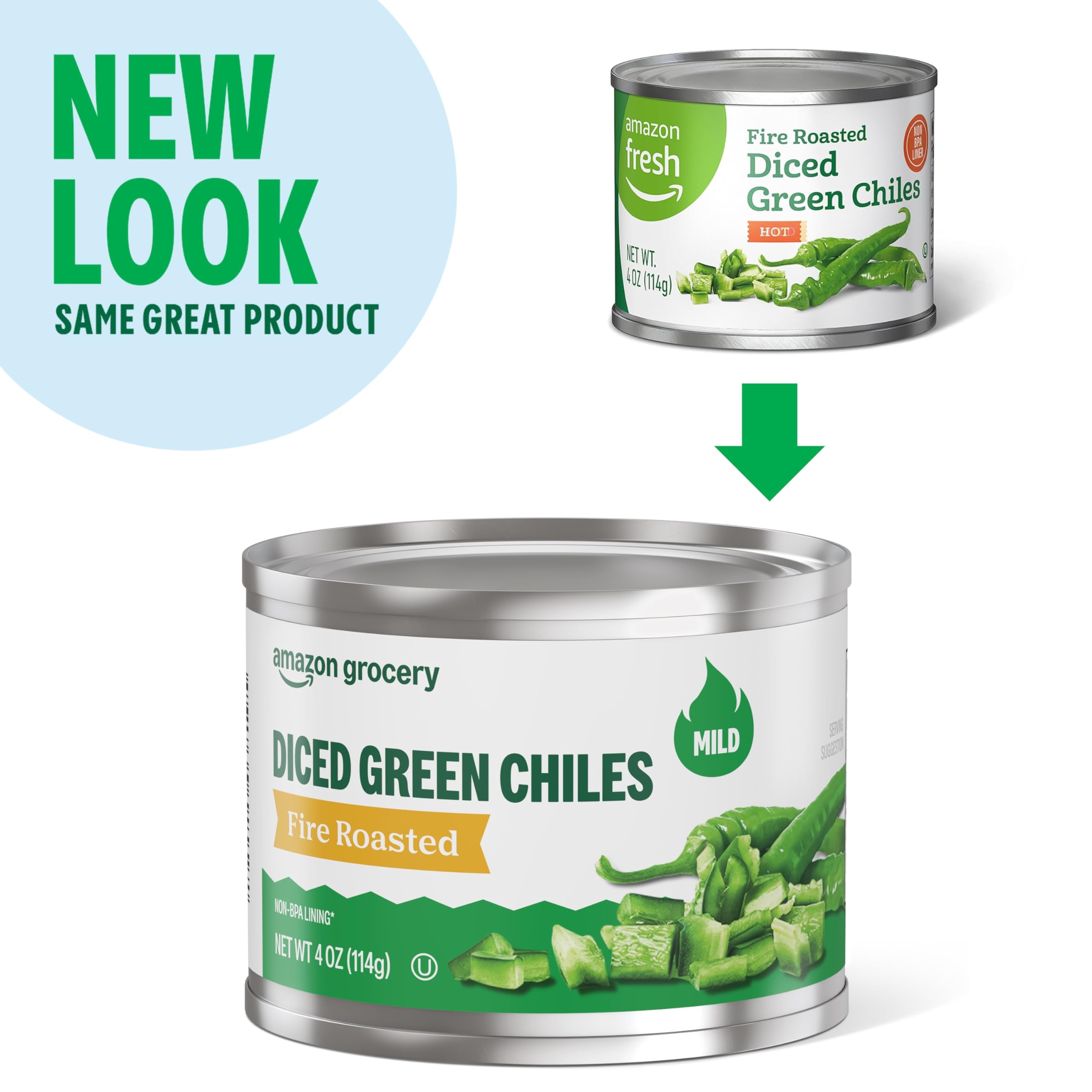 Amazon Grocery, Fire Roasted Diced Green Chiles, Mild, 4 Oz (Previously Amazon Fresh, Packaging May Vary)
