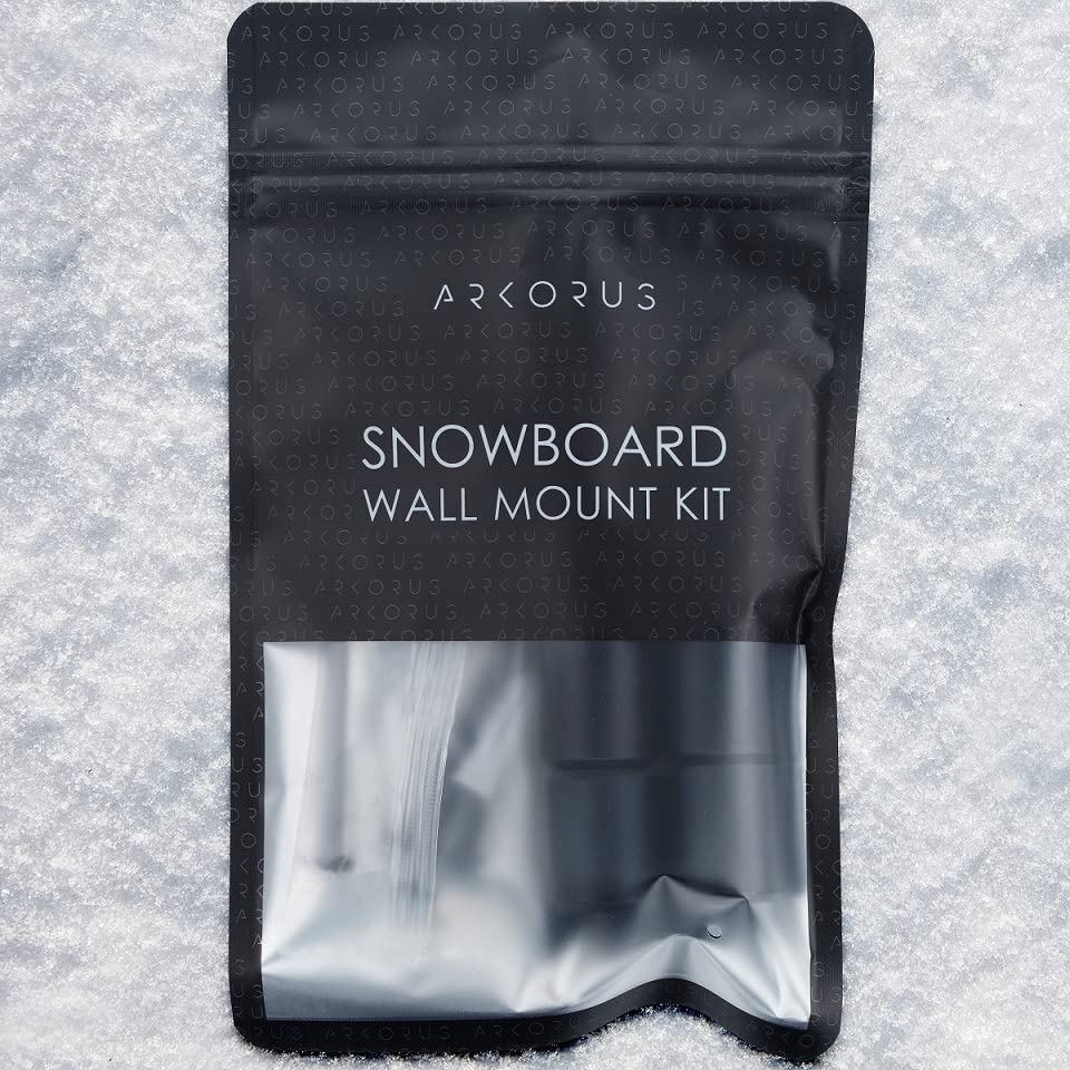 Arkorus [NEW] (4 PCS) Snowboard Wall Mount Storage – Damage-Free Snowboards Hanger, Modern Floating Vertical Rack, Clip Hook Holder to Securely Store, Hang and Display Snow Boards, Gear Organizer