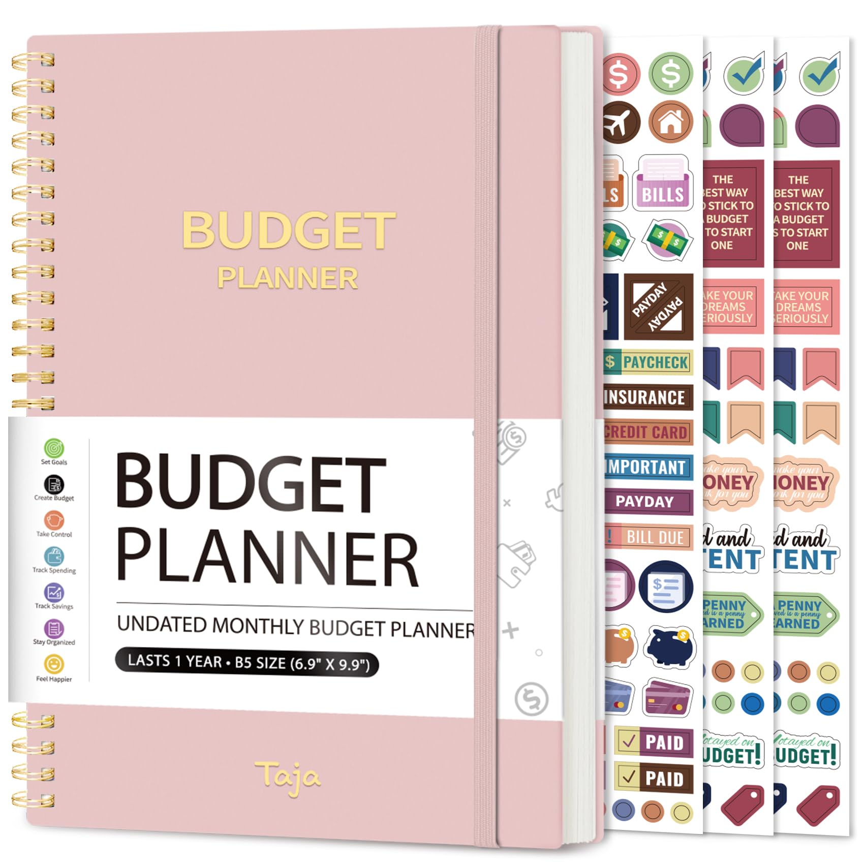 Budget Planner - Monthly Budget Book with Expense Tracker Notebook, Undated Bill Organizer & Finance Planner to Take Control of Your Money, 2025-2026 Account Book to Manage Your Finances-Pink
