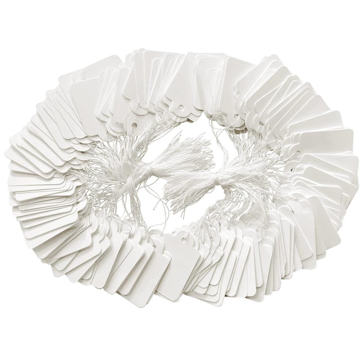 200 weiße Preisschilder mit Faden für Schmuck, Kleidung – 3,5 x 2,2 cm