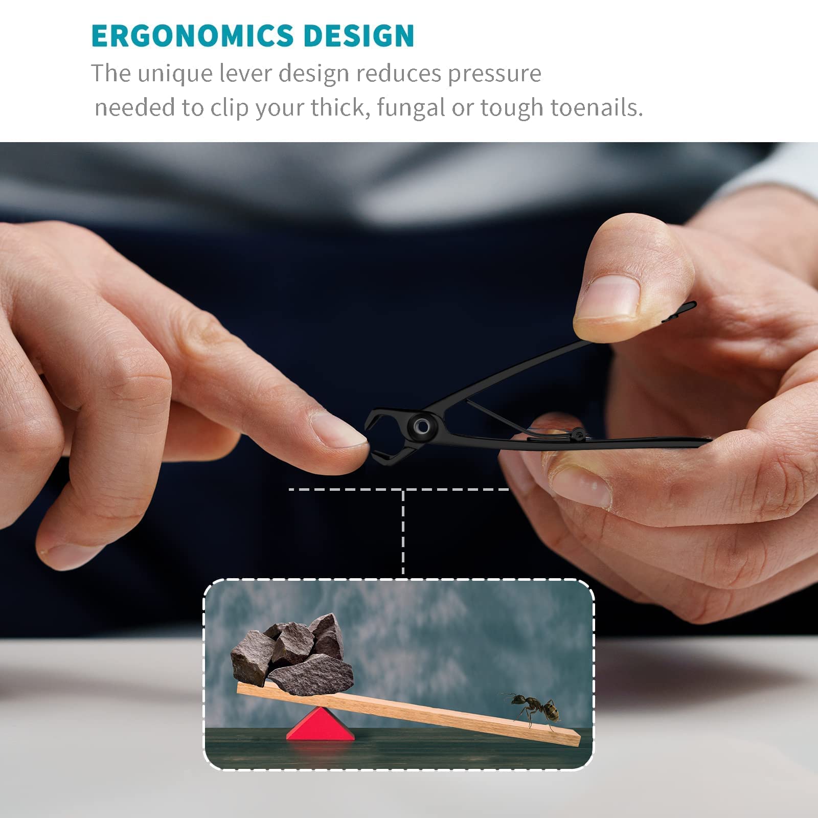 SZQHT Ultra Wide Jaw Opening Nail Clippers Set, Toenail Clippers for Thick Nails, Heavy Duty Nail Cutter, Stainless Steel Toe Nail Clippers for Seniors, Men & Women Manicure,Pedicure,Big(Black)