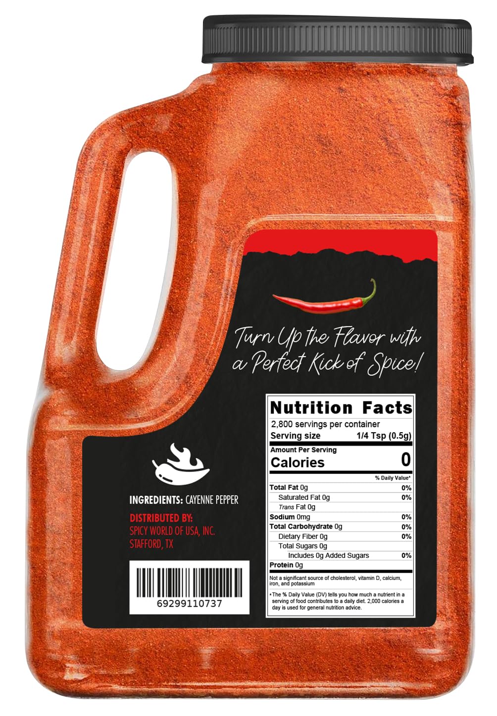 Spicy World Hot Cayenne Pepper Powder Bulk 5 LBS Jar - Red Ground Pepper 50,000 SHU Heat Unit - Gluten Free All Natural Red Pepper- Freshly Packed In USA, For Commercial & Home Use