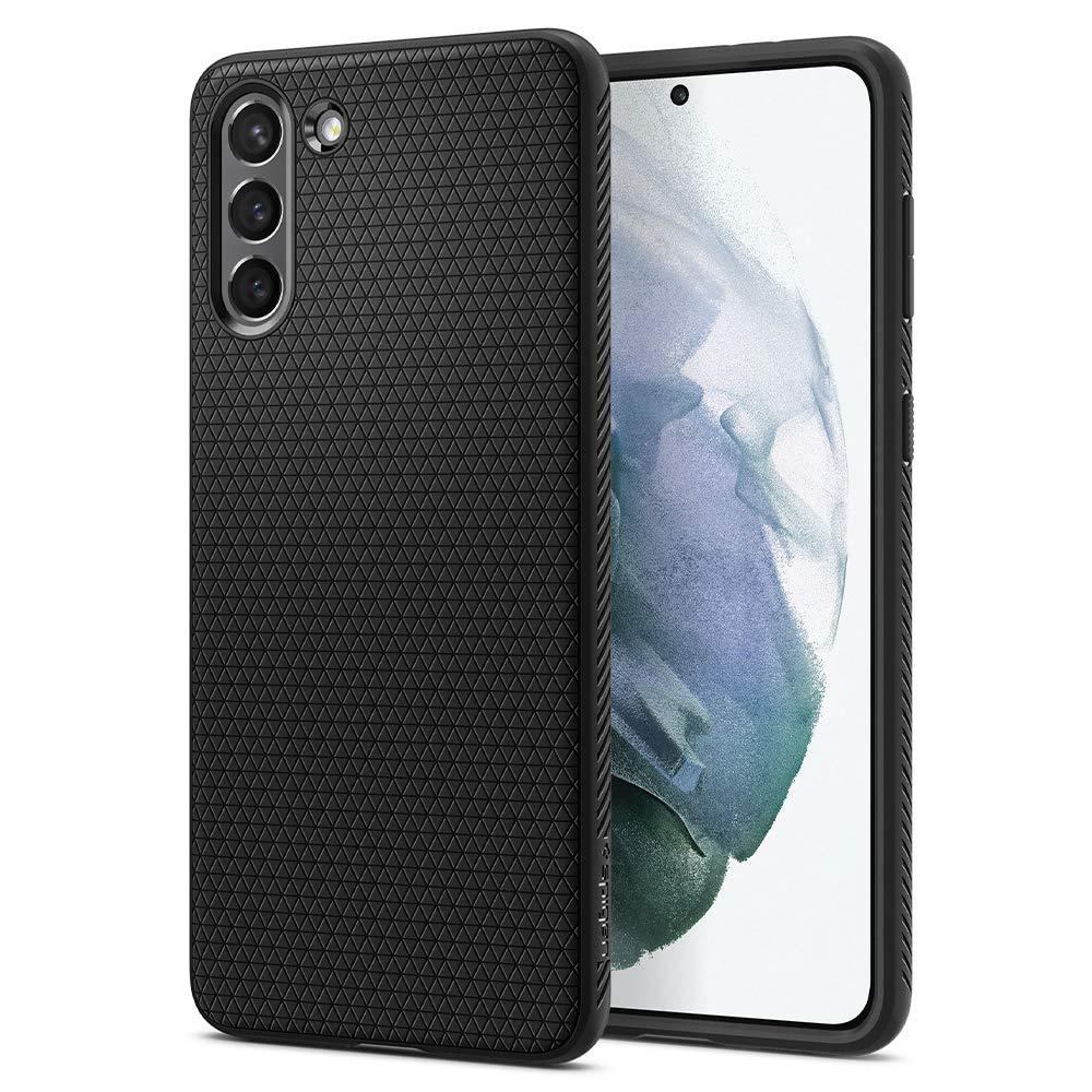 جراب Spigen Liquid Air [درجة عسكرية] مصمم لهاتف Galaxy S21 (2021) - أسود مطفي