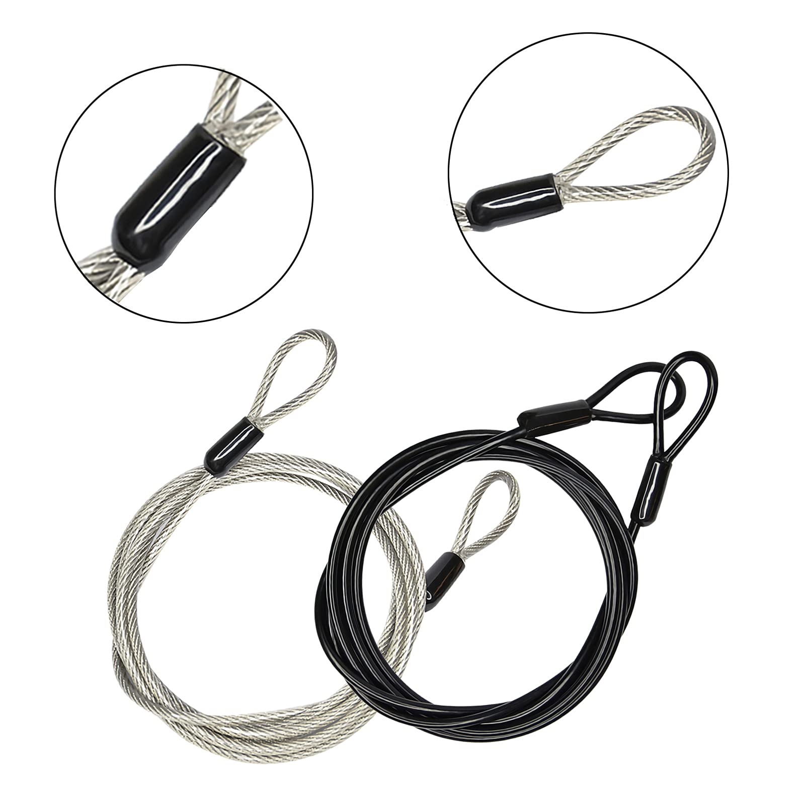 100CM/3.3ft 3mm Outdoor Travel Security Cable Lock,Braided Steel Coated Safety Cable Luggage Lock,Safety Cable Wire Rope Double Loop Lightweight GOMRQING (2 Pack)