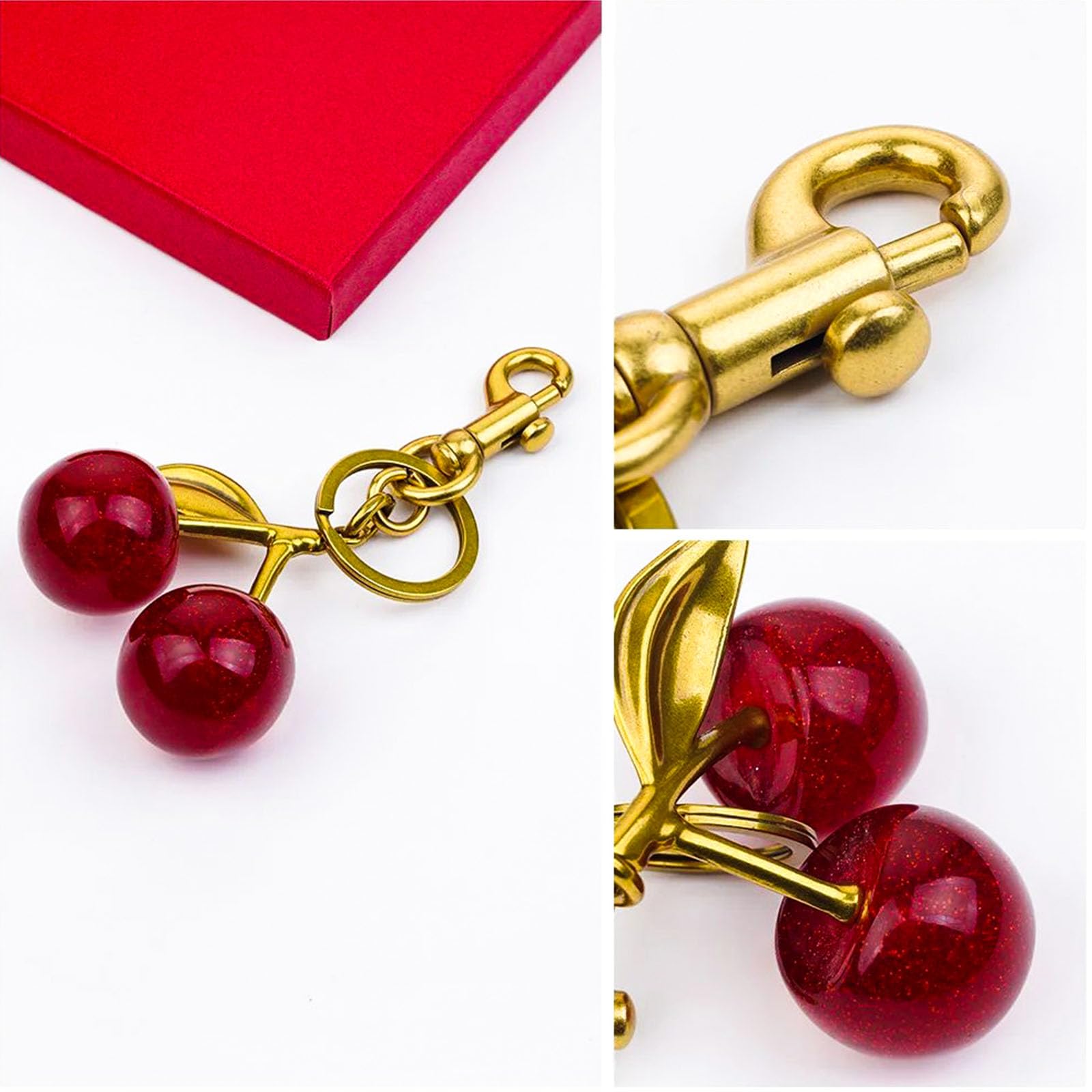 FASTFAIRY Keychain Cherry Bag Charms Purse: Key Chains Women Cute - Car keyrings leather handbags - Fashion enthusiasts