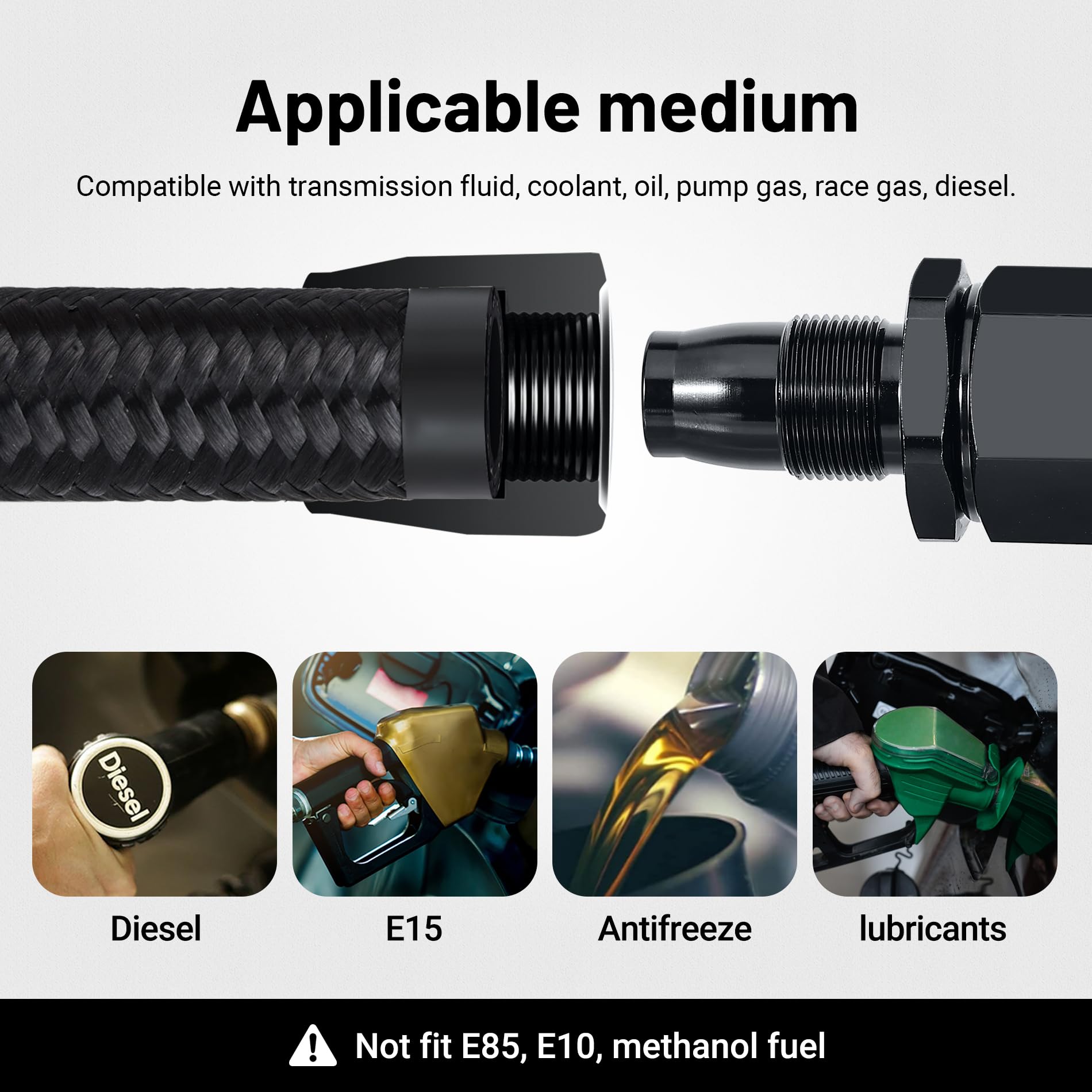 EVIL ENERGY 6AN Fuel Line Kit, 6AN Nylon Braided Fuel Line Hose Fitting Kit CPE 20FT Black