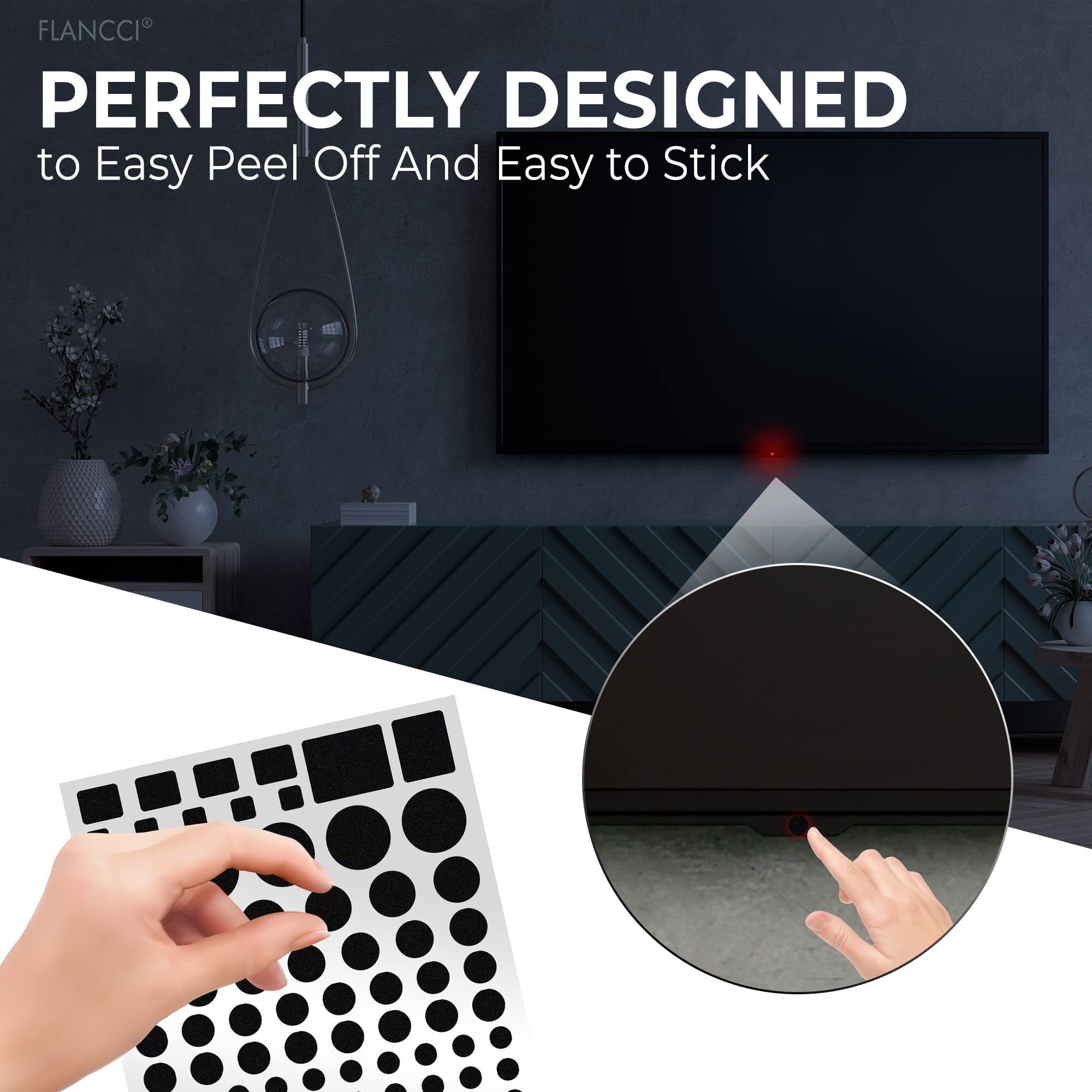 FLANCCI LED Light Blocking Stickers - Blackout LED Covers, Dim 50%80% of Lights, 2 Sheets (1 Cut Out + 1 Uncut)