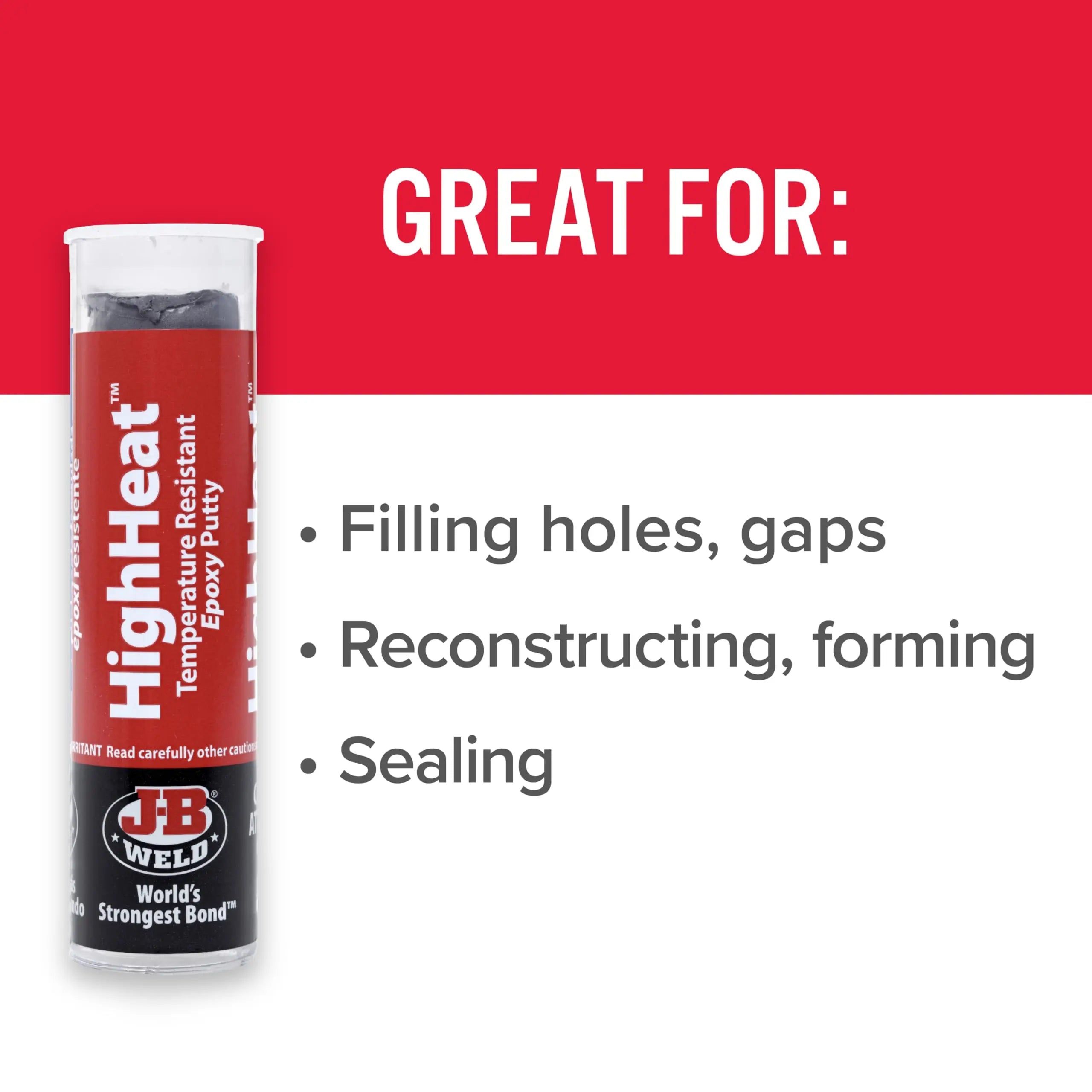 J-B Weld 8297 HighHeat 500 Degree Epoxy Putty Stick - 2 oz. , Grey