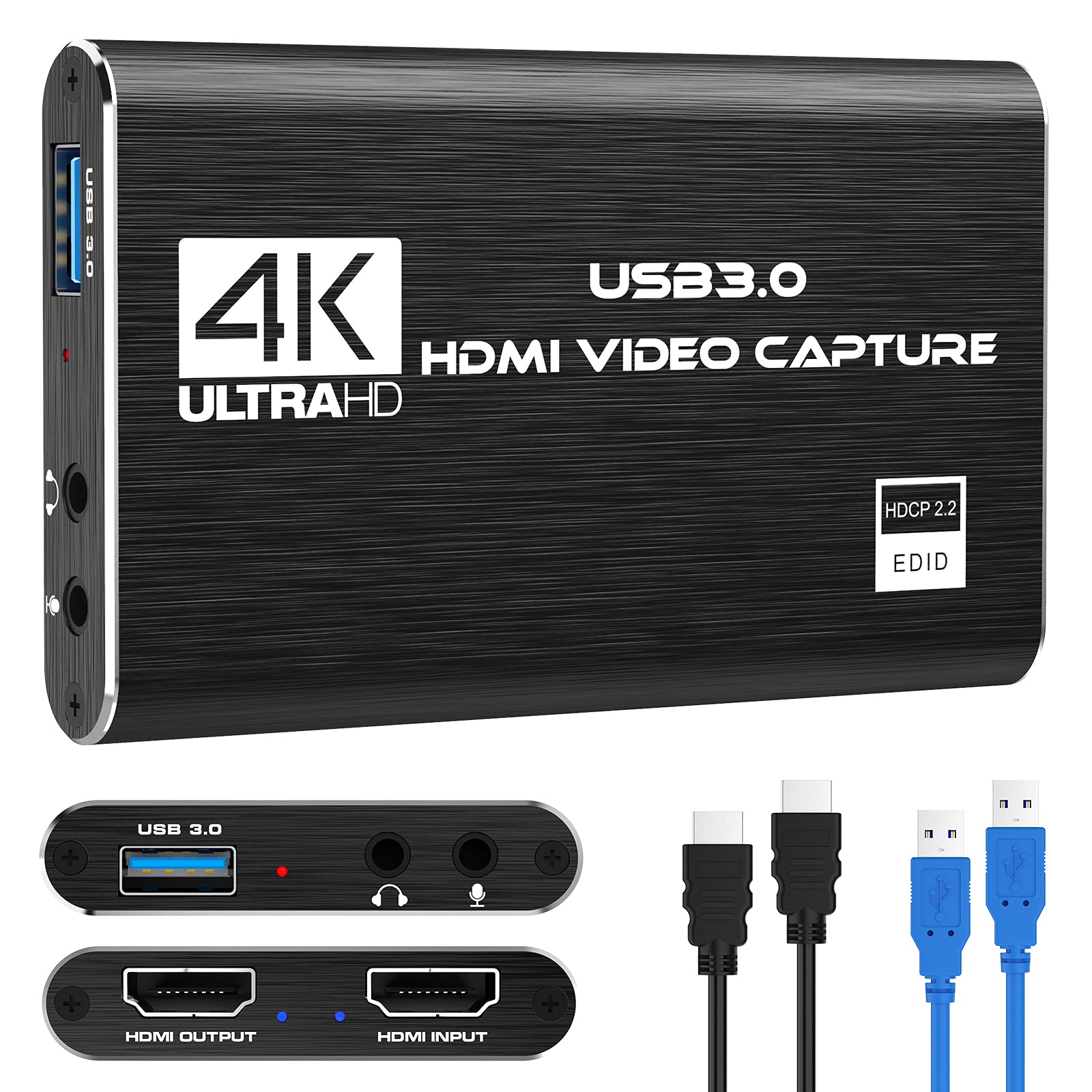 بطاقة التقاط نينتندو سويتش، بطاقة التقاط فيديو HDMI بدقة 4K، 1080P 60 إطار في الثانية، بطاقة التقاط HDMI إلى USB 3.0 للبث، تعمل مع الكاميرا/Xbox/PS4/PS5/الكمبيوتر الشخصي/OBS