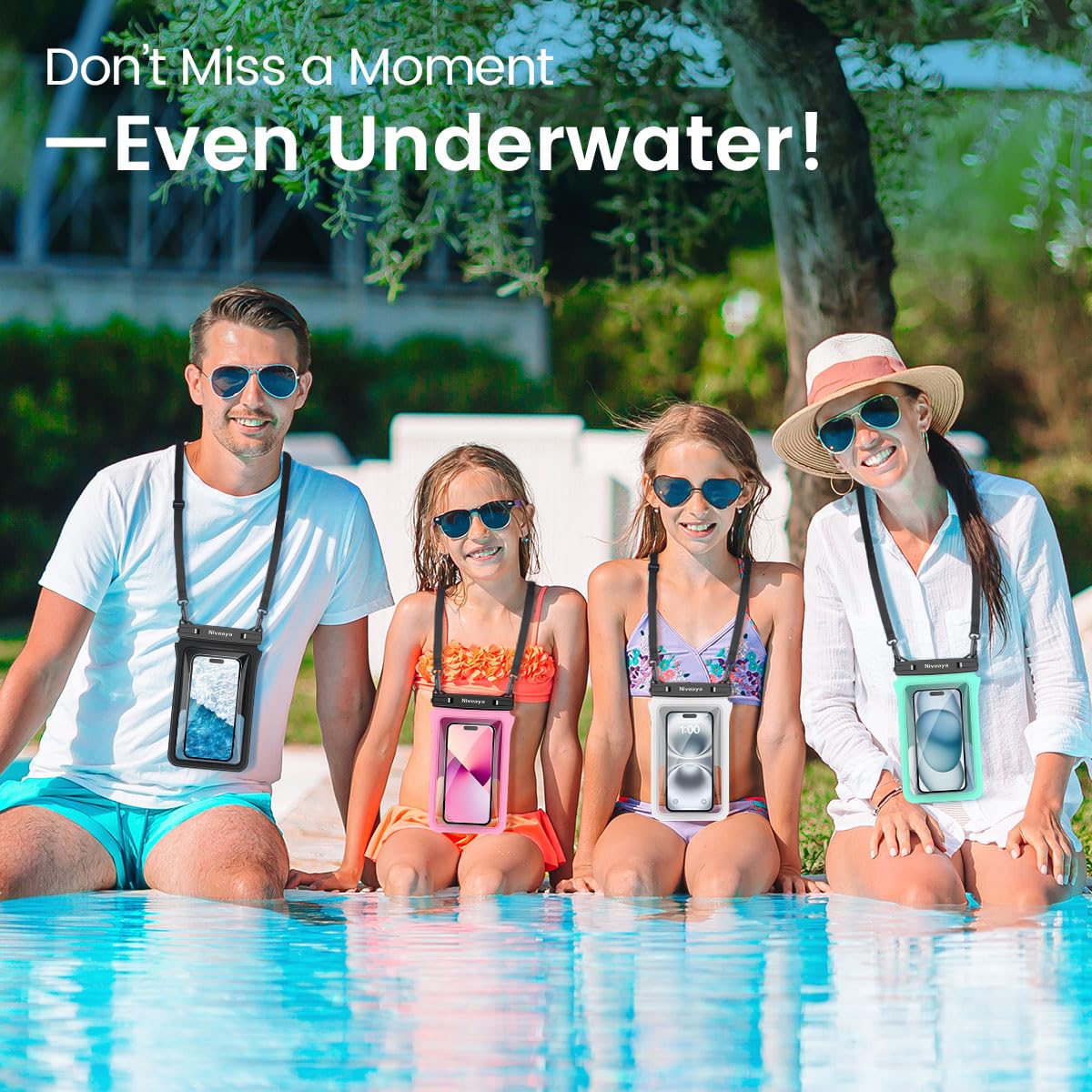 Niveaya Double Space Waterproof Phone Pouch (2-Pack) - IPX8 Cell Phone Dry Bag for Beach, Kayak, Cruise Travel Essentials - Compatible with iPhone 16/15/14 Pro Max & Galaxy S25/S24 Ultra (up to 8.3")