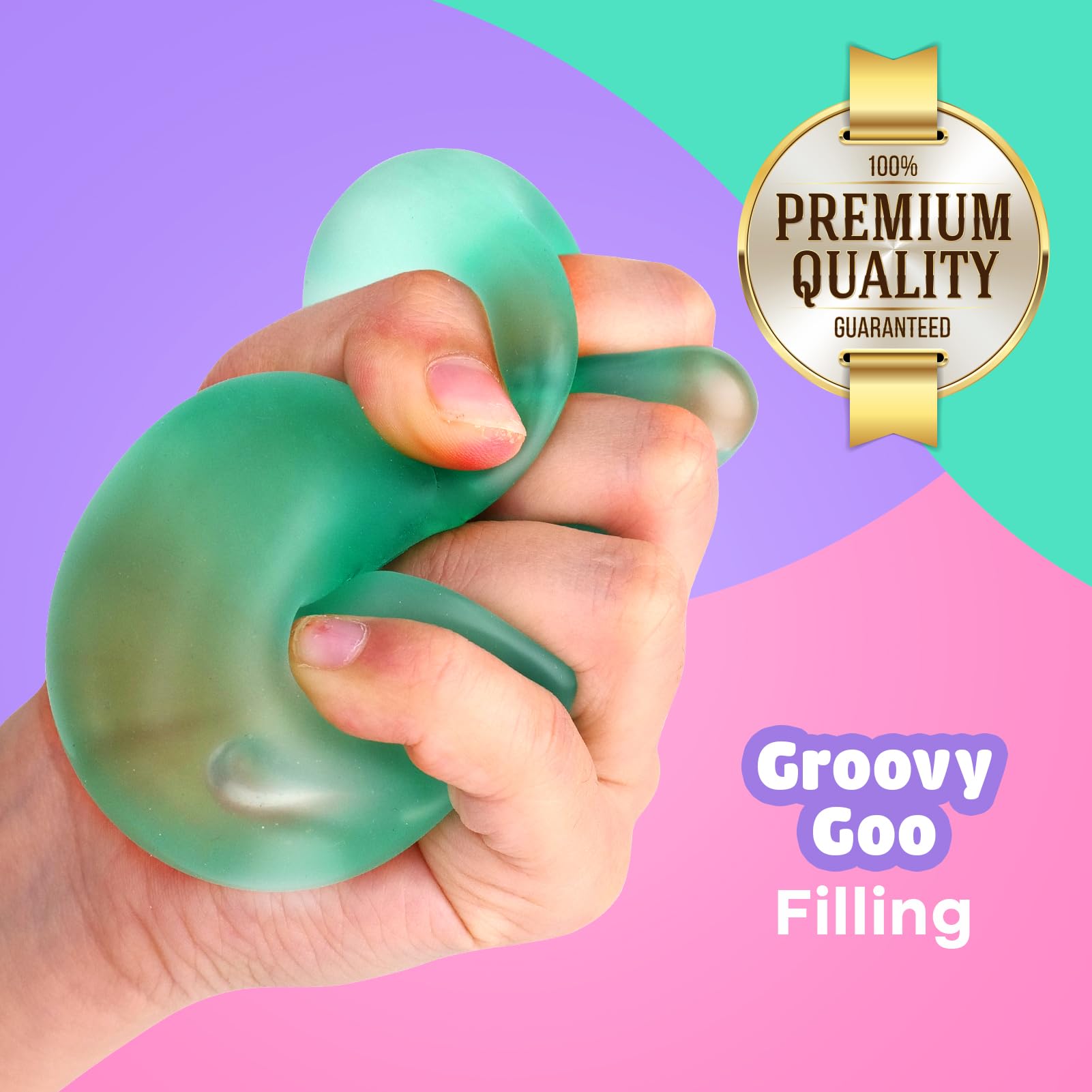 Fidget Toy Stress Cube 3 Pack - High Density Gel Filled 2.1" Cube, Squishy Fidget Toys for Relaxation, Calming Sensory Toys for Autism, Stress Balls for Kids Adults Children Teens