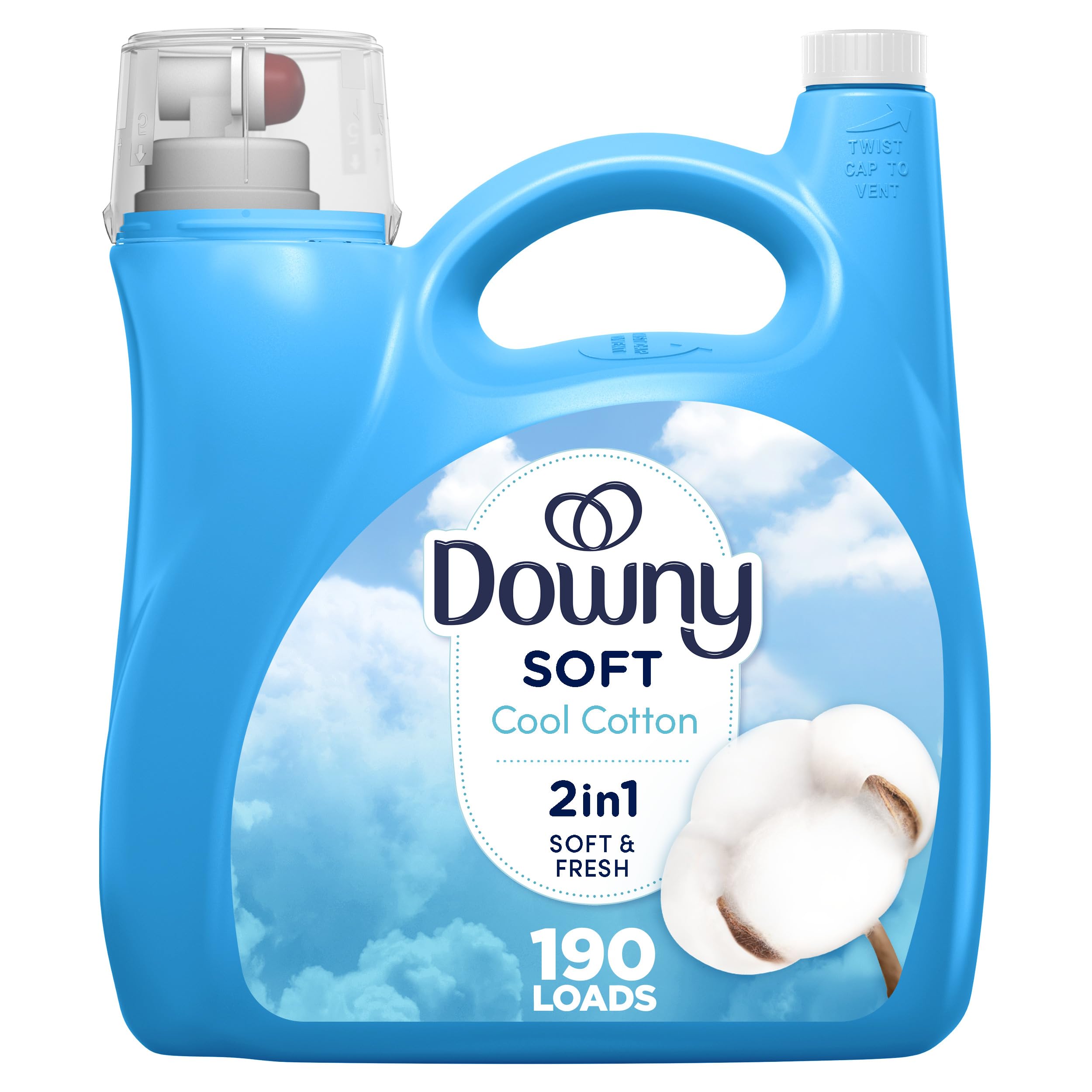 Downy Fabric Softener Liquid, Cool Cotton Scent, 140 fl oz, 190 Loads, Downy Fabric Softener, Liquid Fabric Softener