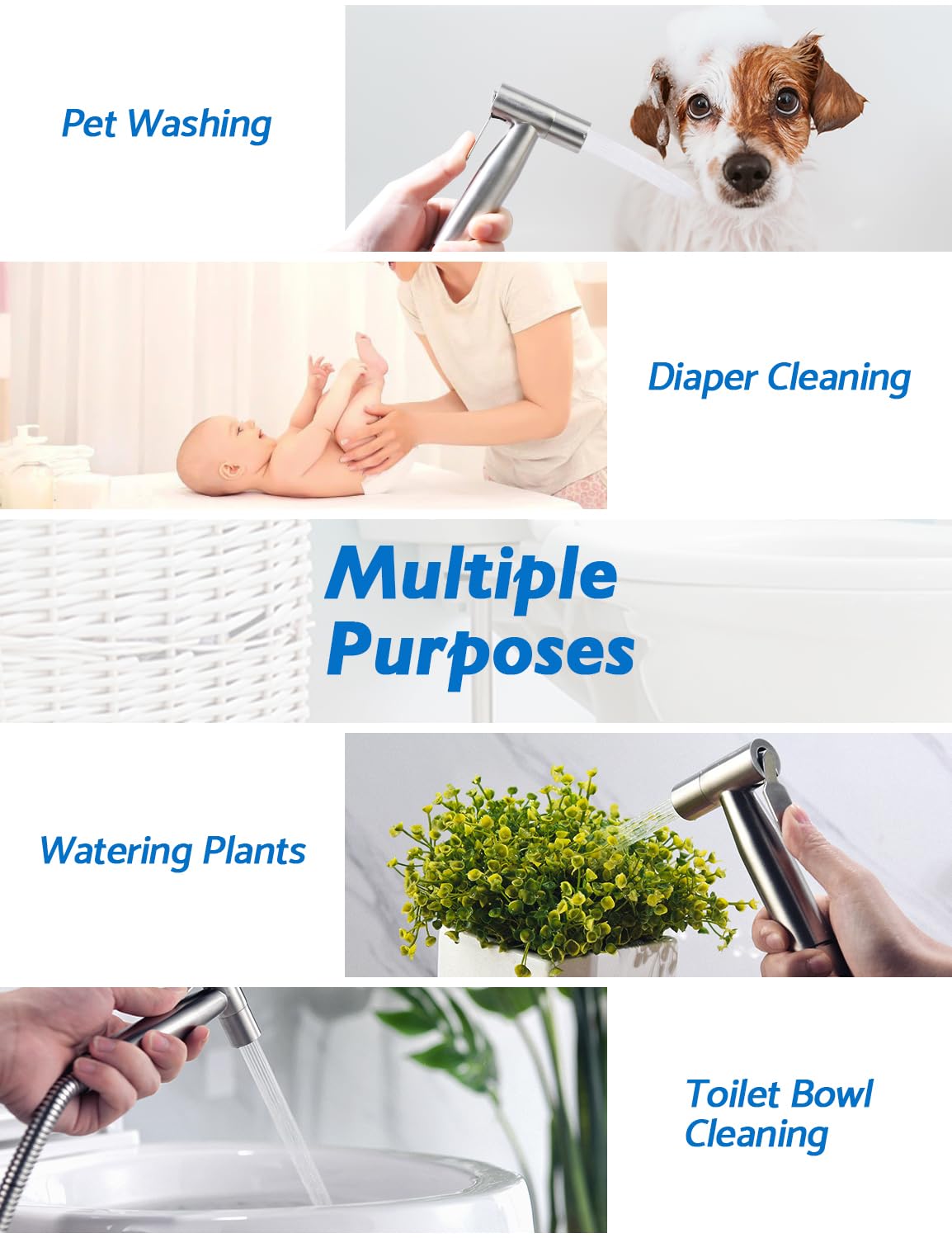 BRITULIF Handheld Bidet Sprayer for Toilet, Jet Sprayer for Toilet Muslim Shower, Adjustable Cloth Diaper Sprayer Bidets for Attachment Toilet with Bidet Hose for Feminine Wash