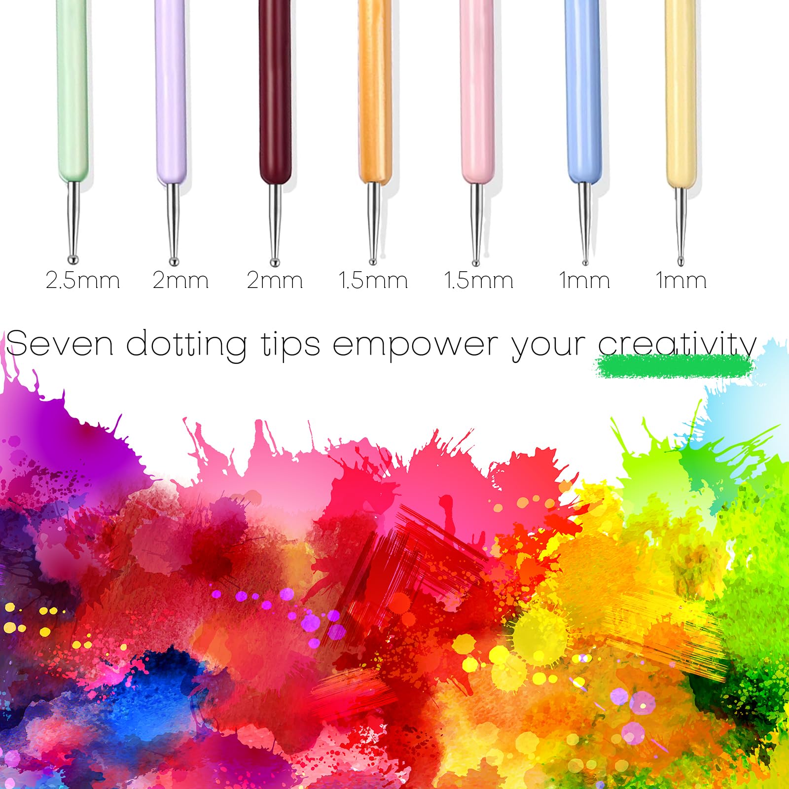 7PCS Nail Art Brushes, Nail Design Painting Brush Set with Nail Polish Brush, Nail Liner Brush, Nail Extension Gel Brush, Builder Nail Gel Brush, and Multi-Size Dotting Pens for DIY Nail Art