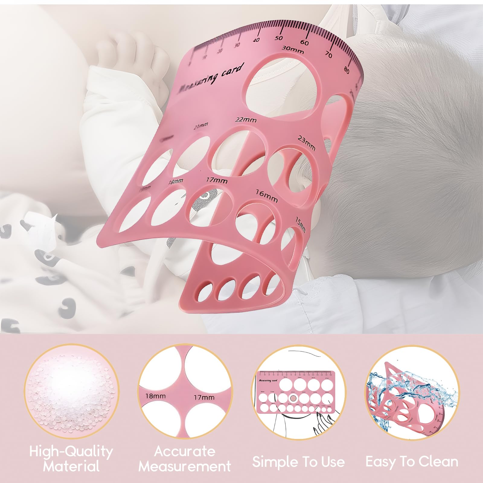 Luxemum Nipple Rulers, Flange Inserts Sizing Measurement Tool for Breast Pump, Soft Silicone Flange Size Measure, Nipple Measuring for New Mums/Women