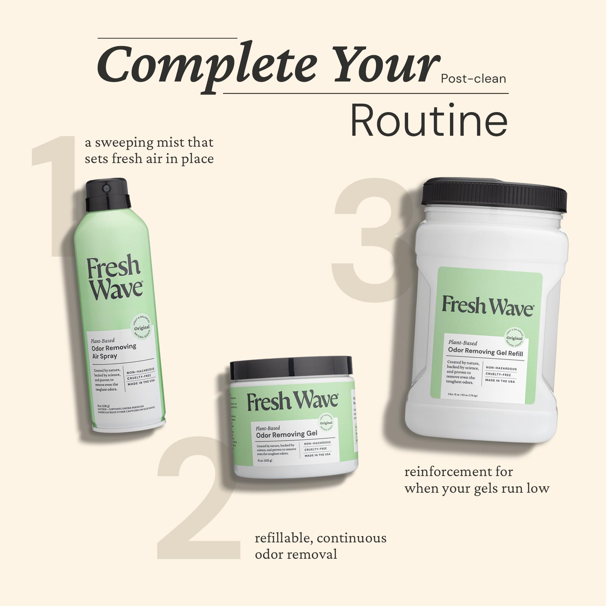 Fresh Wave Original Scent Odor Removing Gel Refill, 63 oz. | Safer Odor Absorbers for Home, Cooking, Trash, & Pets Areas | Natural Plant-Based Odor Eliminator