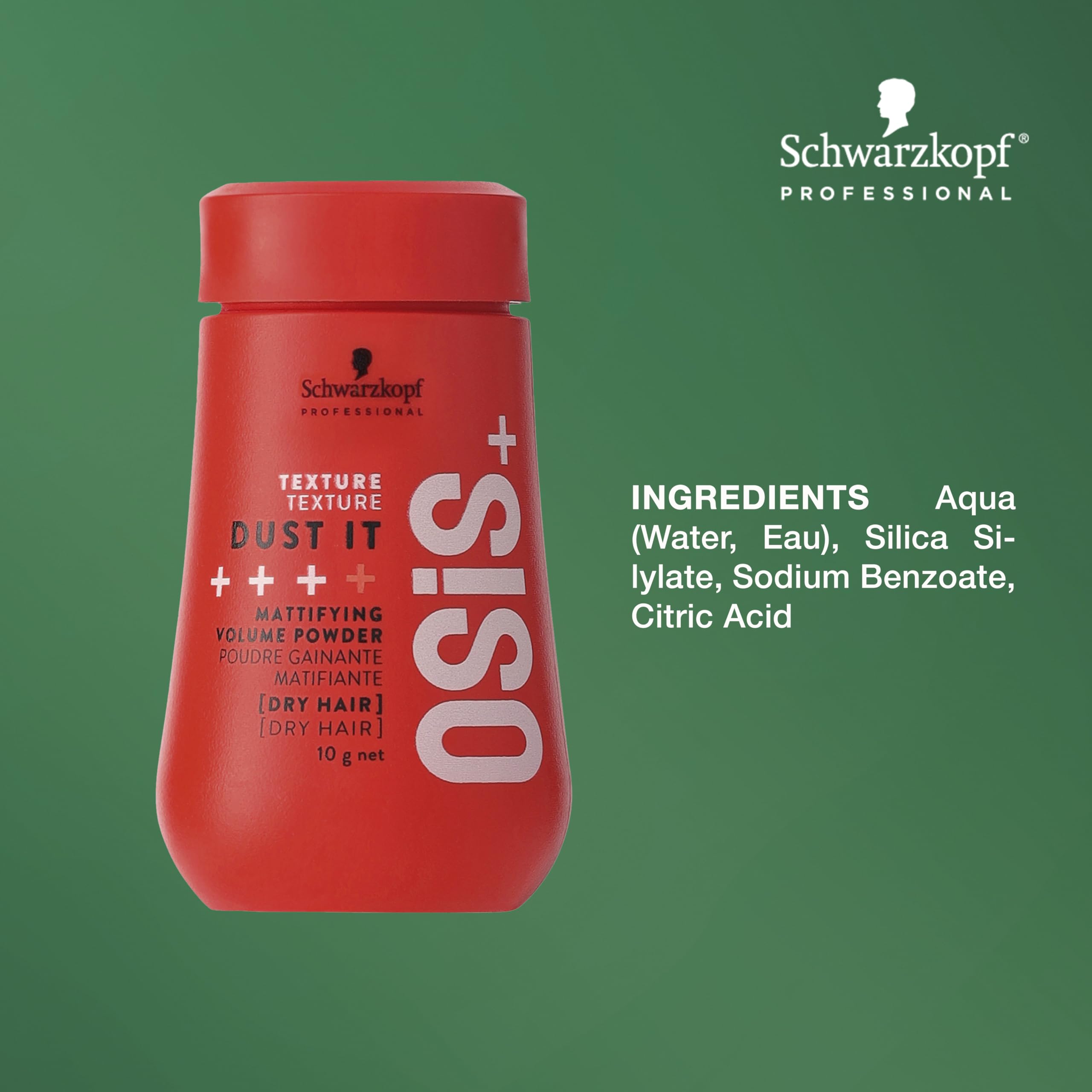 OSiS+ Dust It – Mattifying Volume Powder – long-lasting Hold, Strong Control and Separation – Matte Effect Texturizer Product for Wild Hair Styling and Volumizing, 0.35 oz
