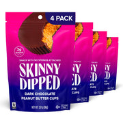 SkinnyDipped Dark Chocolate Peanut Butter Cups, 2g Sugar per Cup, Keto Friendly, Low Carb, Gluten Free, 3.2oz, 4 Pack (24 Cups Total)
