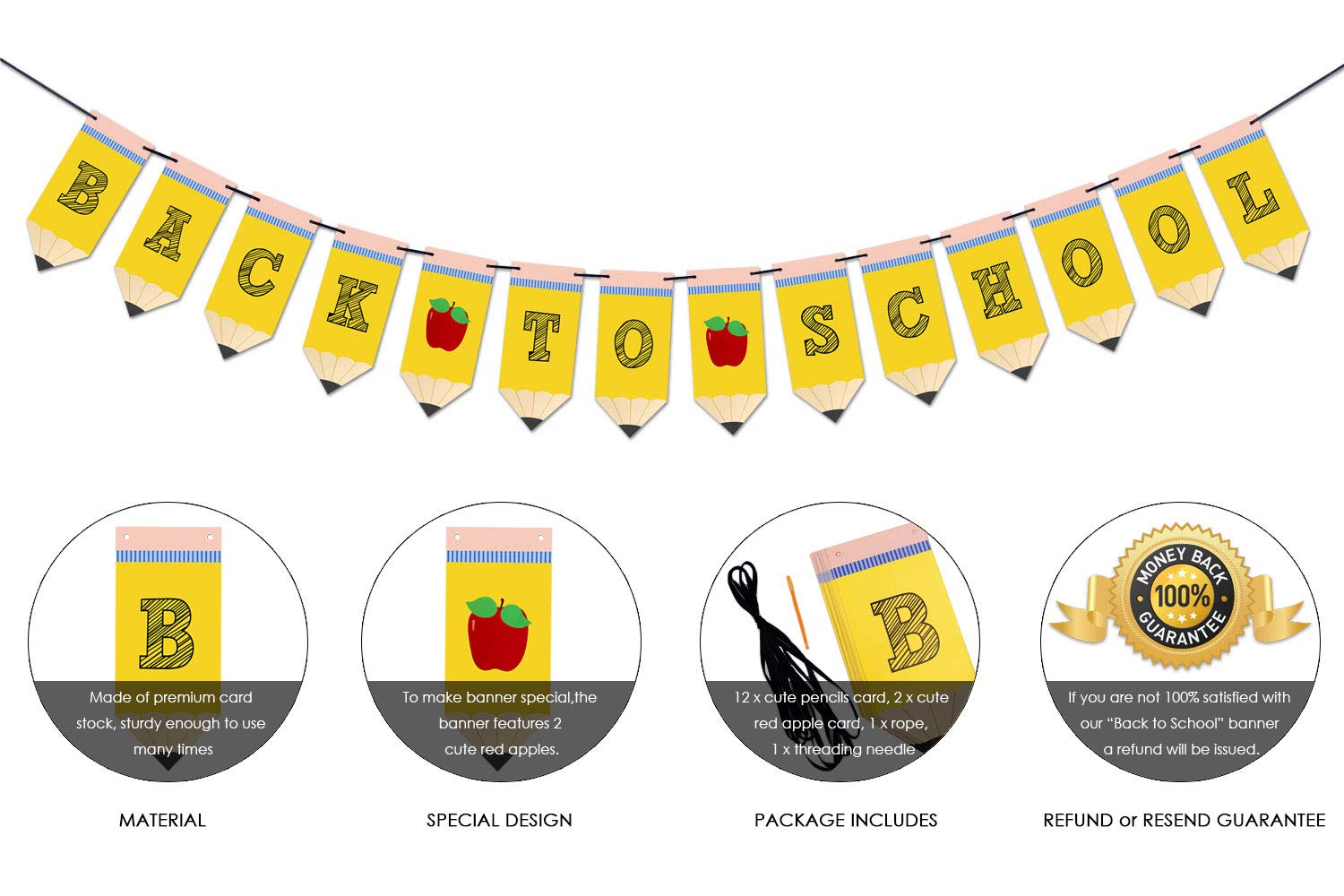 Back to School Pencil Banner - First Day of School Banner - Back to School Banner - Classroom Decor - Teacher Banner - Back to School Party Decorations