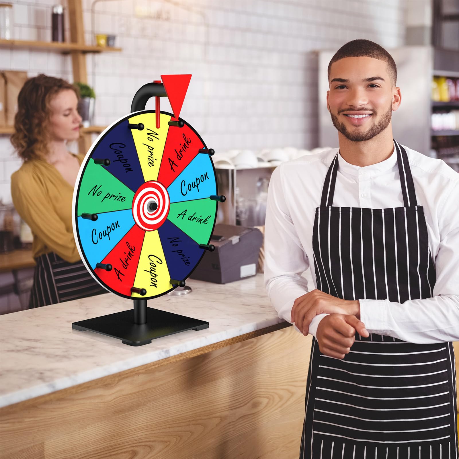 Prize Wheel, 12 Inch Spinning Wheel for Prizes, 10 Slots Color Prize Wheel Spinner with Stand, Table Spinning Wheel, Spin Wheel for Trade Shows, Carnivals, Spin The Wheel Game for Home Game
