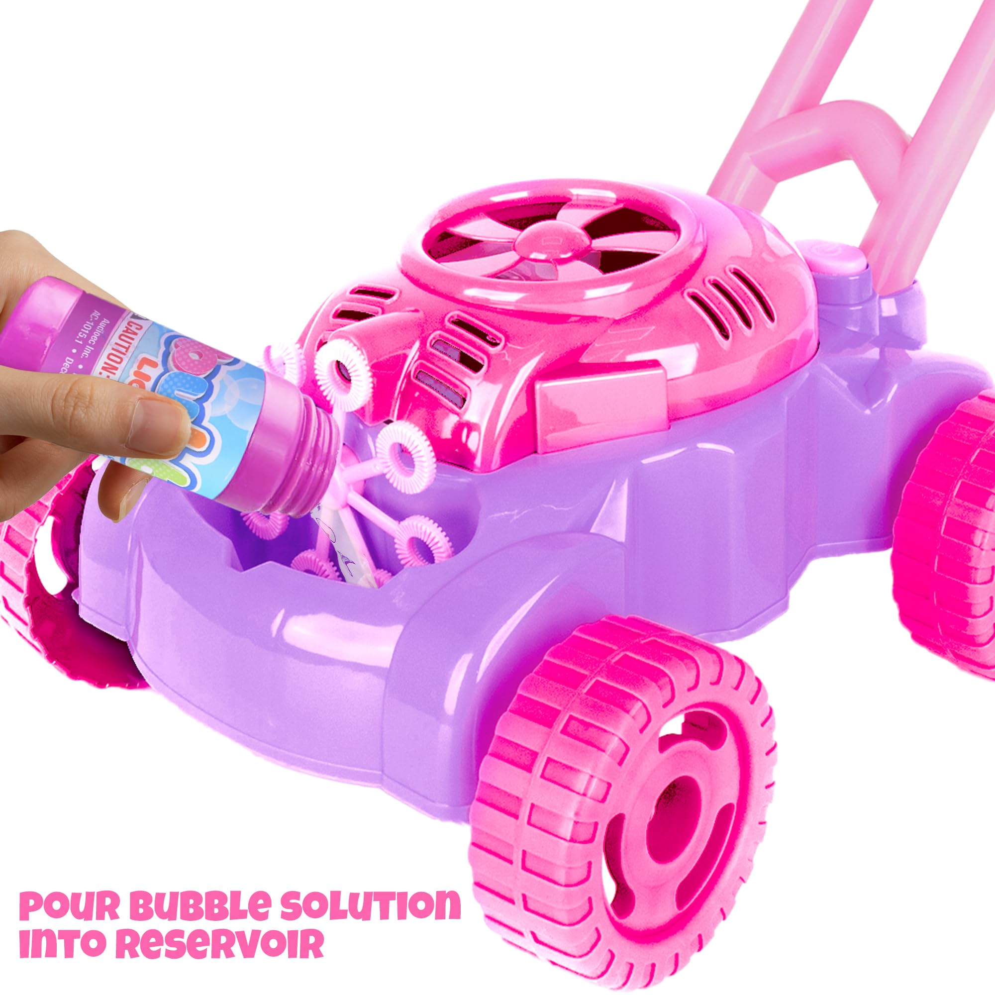 ArtCreativity Bubble Lawn Mower for Toddlers 1-3, Kids Bubble Machine for 1-Year-Old Girl Gifts, Summer Outdoor Push Gardening Toys for Kids Age 1 2 3+ Halloween Birthday Gifts for Preschool Girls