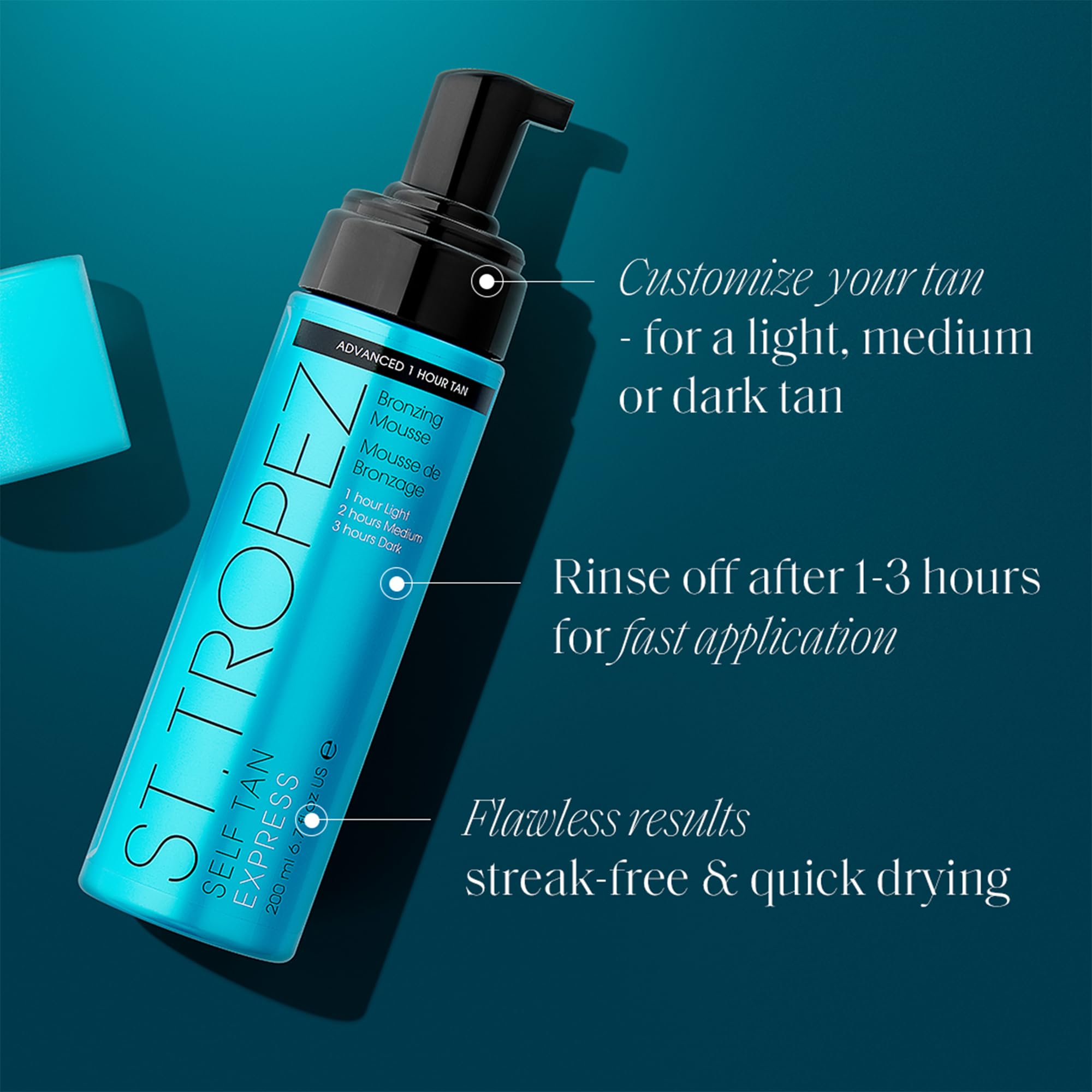 St. Tropez Light/Medium/Dark 1-3 hr Express Mousse for a Streak-Free, Natural Sunless Tan with Fast Application and Flawless Results, Cruelty Free & Vegan -6.7 fl oz