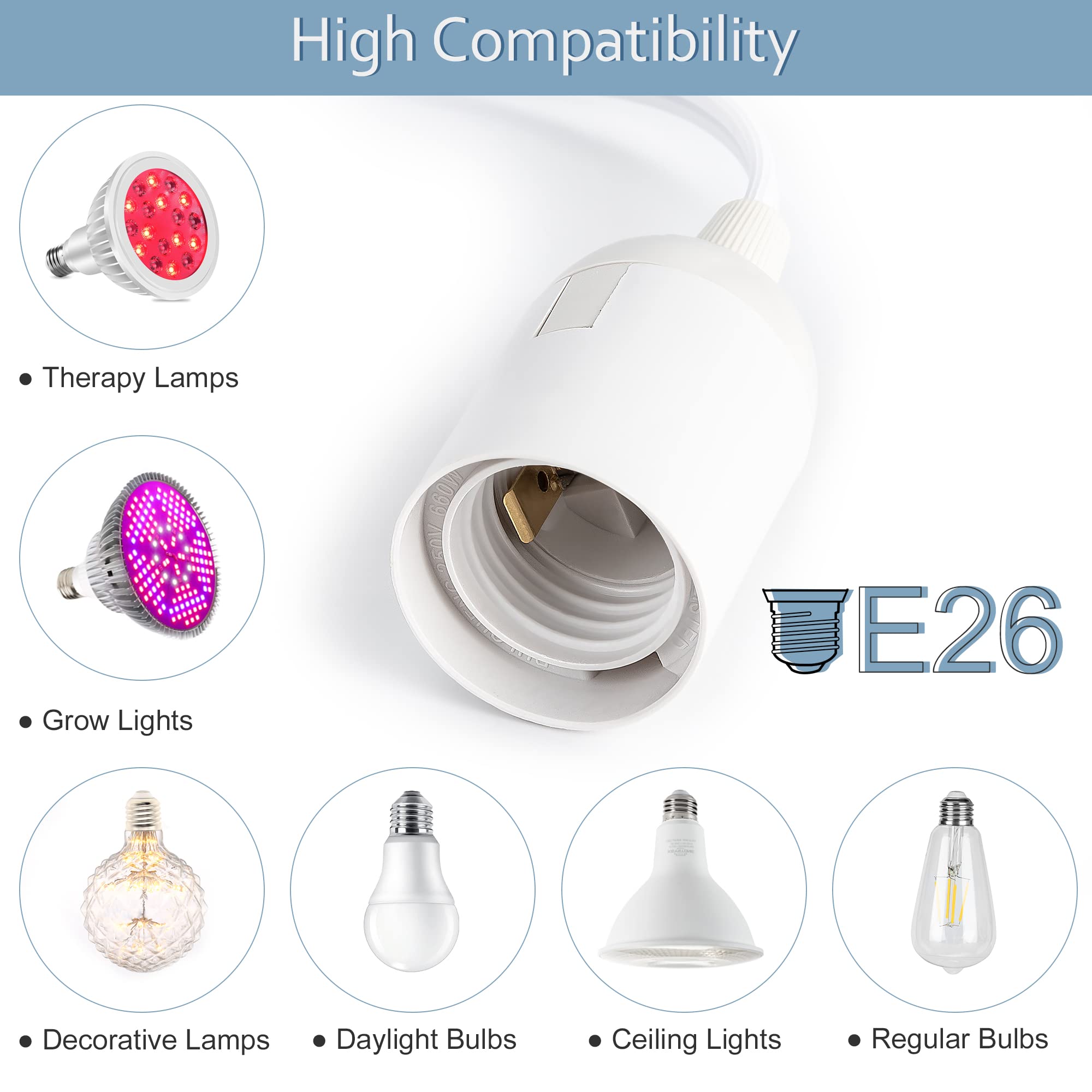 JACKYLED 20Ft UL Approval Extension Hanging Lantern Pendant Light Lamp Cord Cable 360W Suitable for E26 E27 Socket with On/Off Switch for Paper Lantern