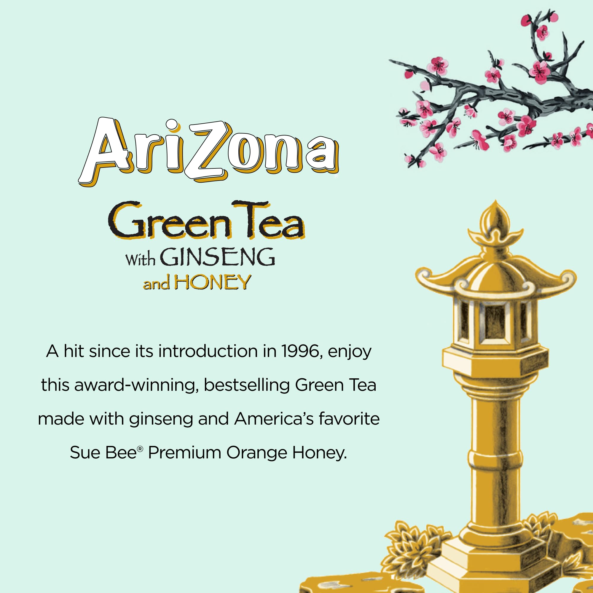 Arizona Green Tea with Ginseng and Honey - 16 Fl Oz (Pack of 12)