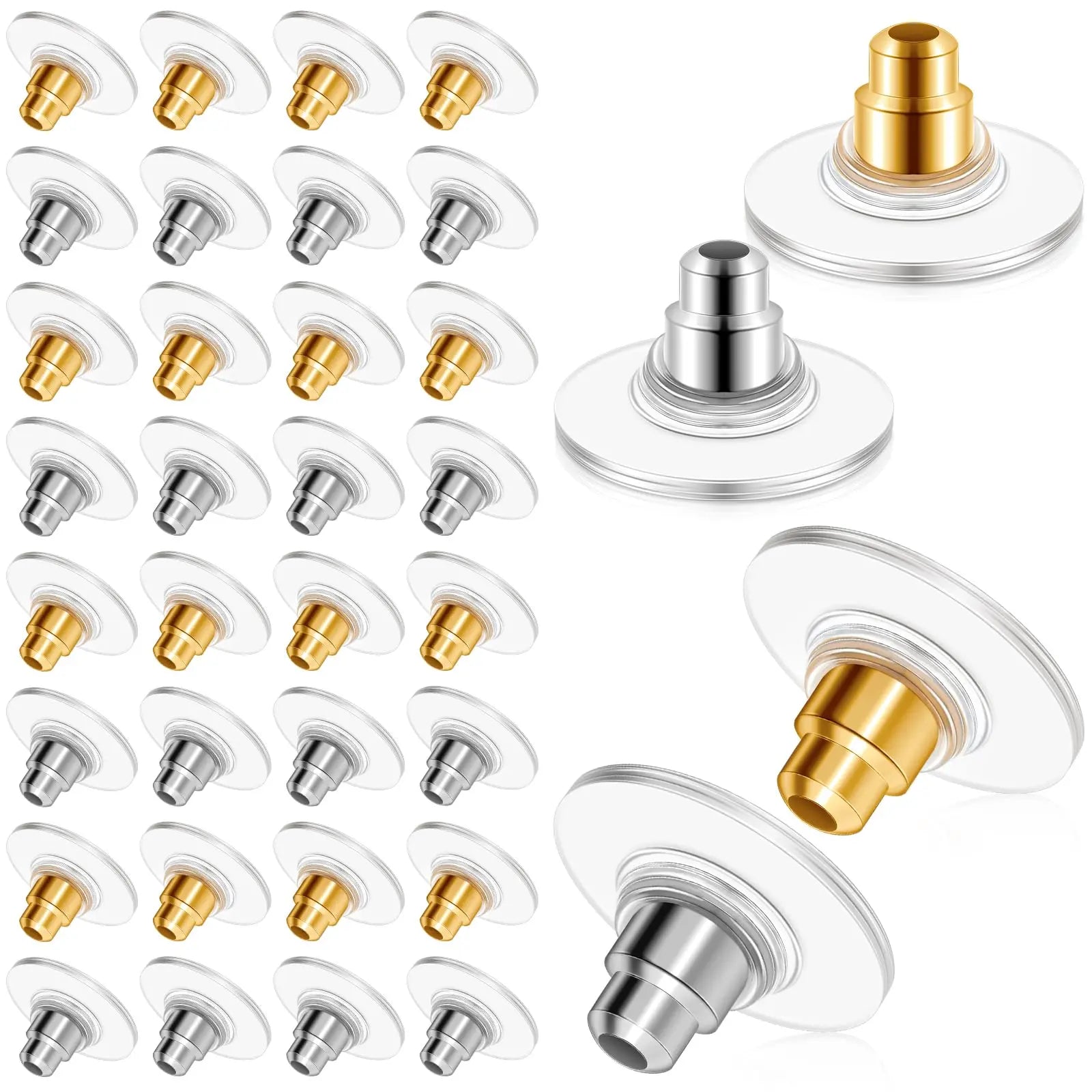 Outus 200 Pcs Earring Backs for Droopy Ears Backs Replacements Earring Backs for Heavy Bullet Clutch(Silver and Gold)