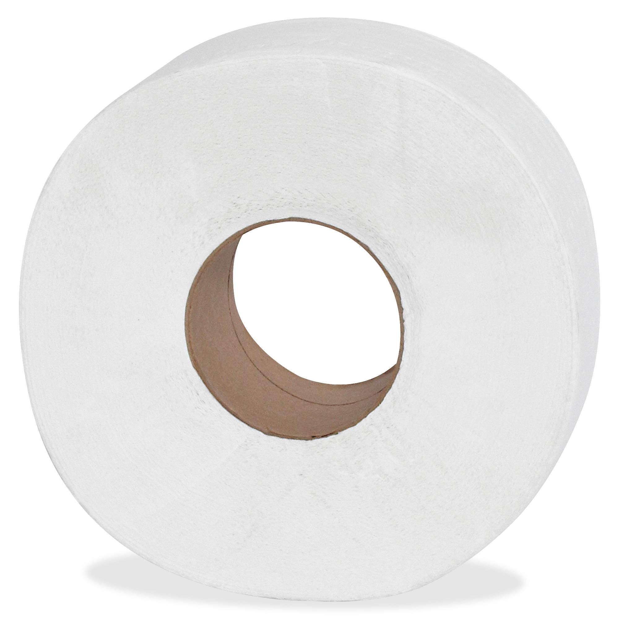 Genuine Joe Jumbo Roll Bath Tissue - 2-Ply White Toilet Paper, 3.3" x 650' per Roll, 12 Count Bulk Pack, Recycled Fiber, Commercial Grade for Dispensers