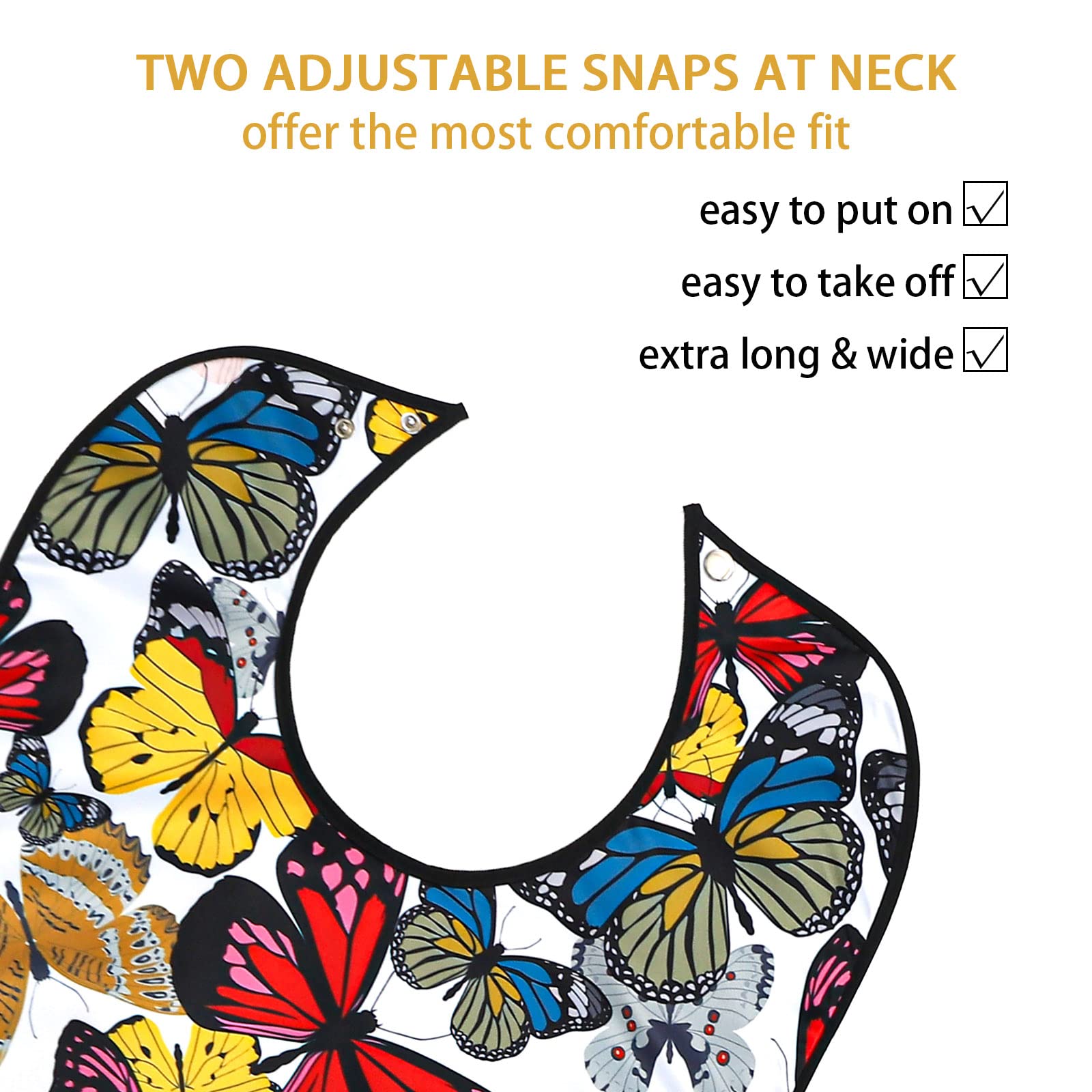 Pafusen 3 Pack Adult Bibs for Women, Reusable Adult Bibs for Eating with Optional Crumb Catcher, Waterproof Washable Dining Clothing Protector, Gifts for Women/Mom