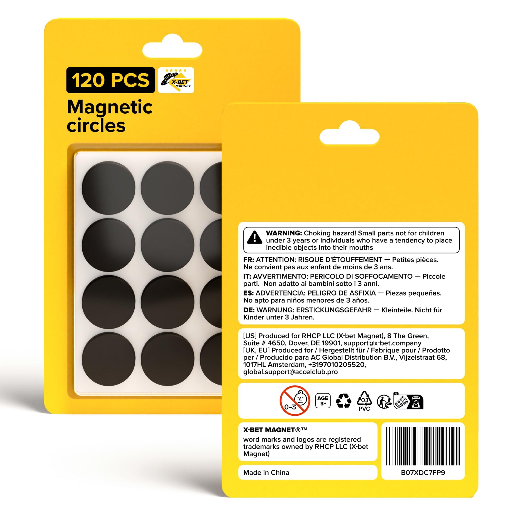 X-bet MAGNET Round Flexible Magnets with Adhesive Backing - (120pcs 0.8"x0.08") Magnetic Dots for Whiteboard, Fridge - Stickers for Planning and Organization - Teacher Must Have - Teacher Supplies