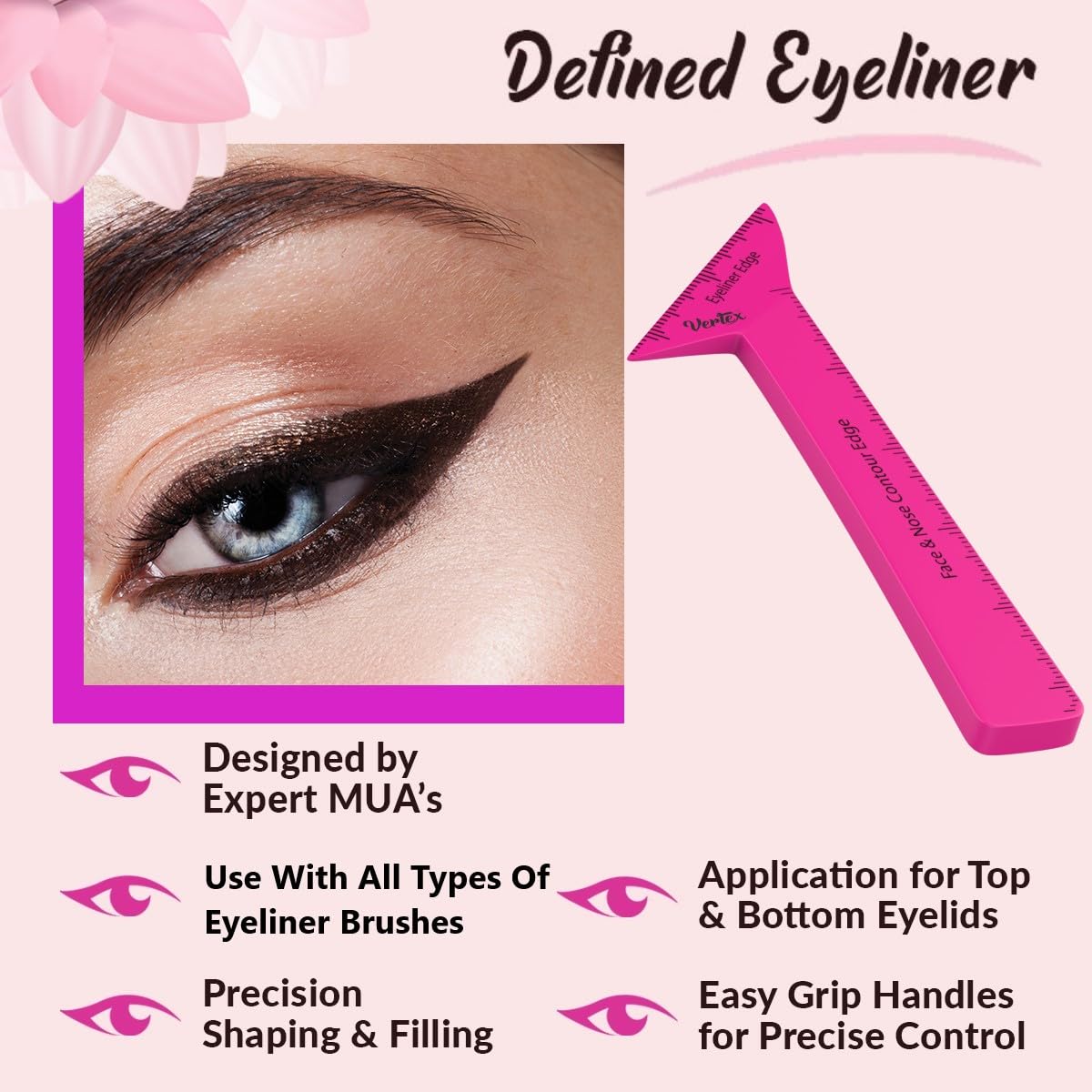 Eyeliner Stencils Pencil Liquid Waterproof Tool For Liner Makeup Brush Pen Stamp Thin Sharpener Cat Eyes Small Angled Wing Tip | Real Beginners Techniques Eye Shadow Lines Gel Eyebrow Pomade Black