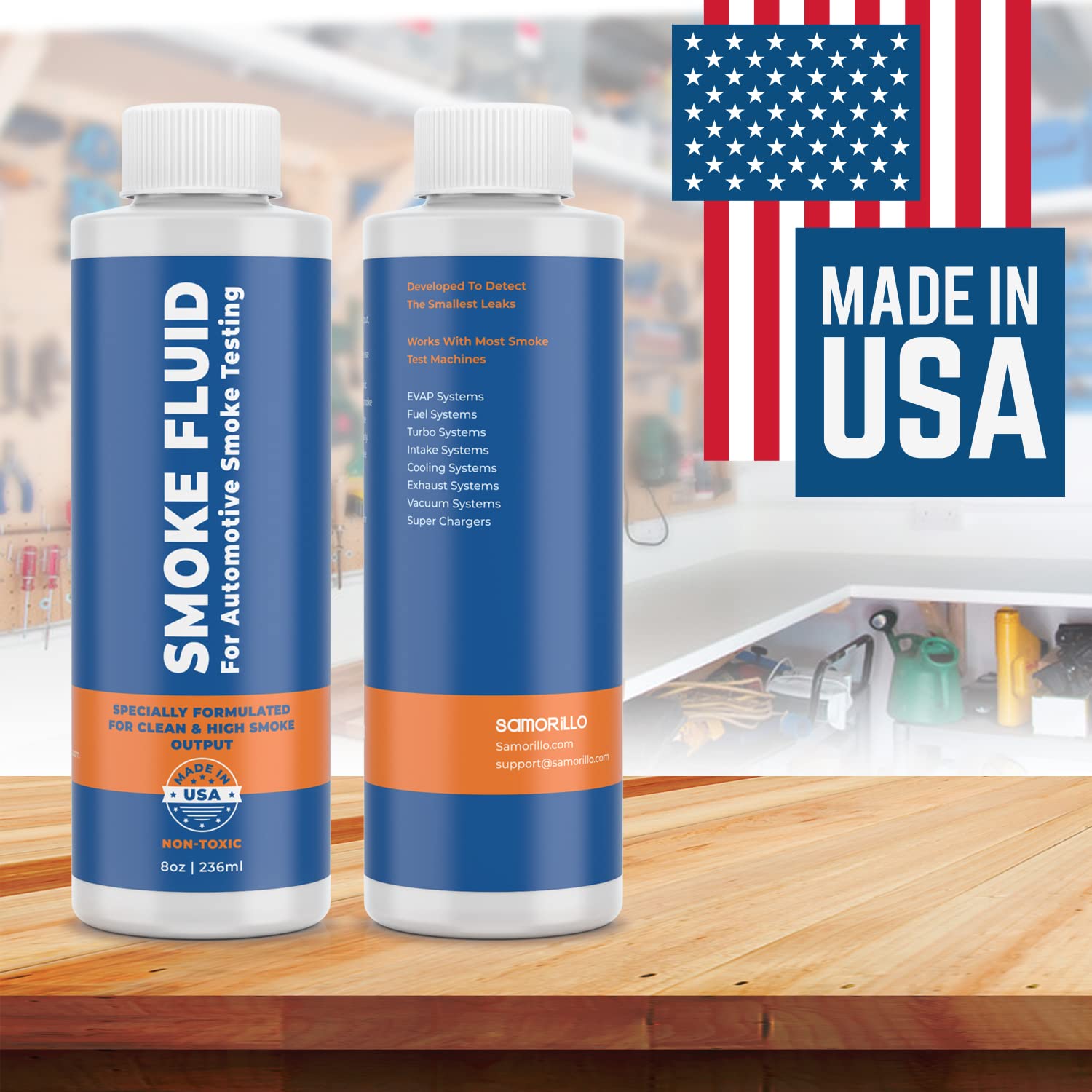 Smoke Fluid Solution for Automotive Smoke Machine Testing - Made in USA - 8oz Liquid Smoke Refill Designed for Automotive Testing - EVAP, Vacuum, Fuel, Intake, Exhaust, Turbo Systems & Super Chargers