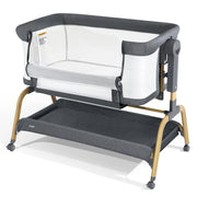 Jimglo 3-in-1 Babybeistellbett, Beistellbett für Babys, Schaukelwiege mit bequemer Matratze und Rollen, 6-fach höhenverstellbares, leicht zusammenklappbares, tragbares Beistellbett für Neugeborene