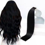 Sunny Hair Tape in Hair Extensions Real Human Hair Invisible Remy Hair Extensions Tape ins for Women Jet Black 22 inch 20Pcs 50G
