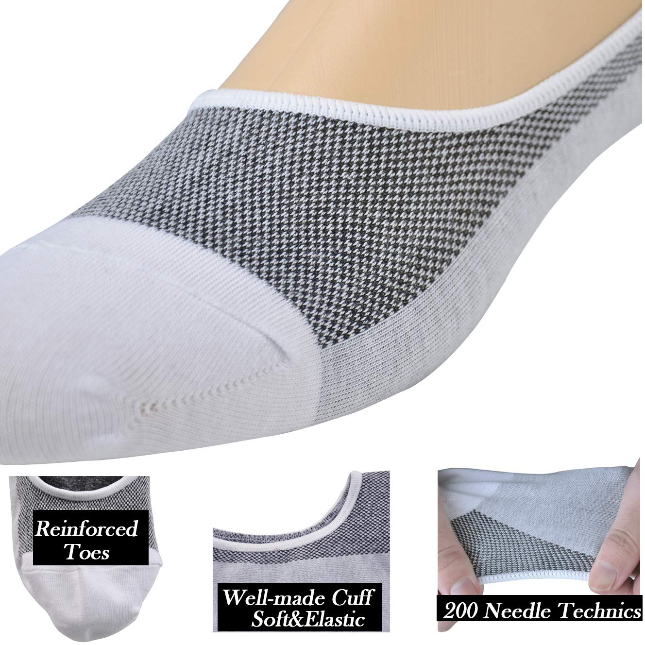 JORMATT 6 Pairs Mens Women Genuine No Show Socks Boys Sneaker Shoes Mesh Knit Low Cut Athletic Cotton Socks Non Slip, Men Shoe size 10-14