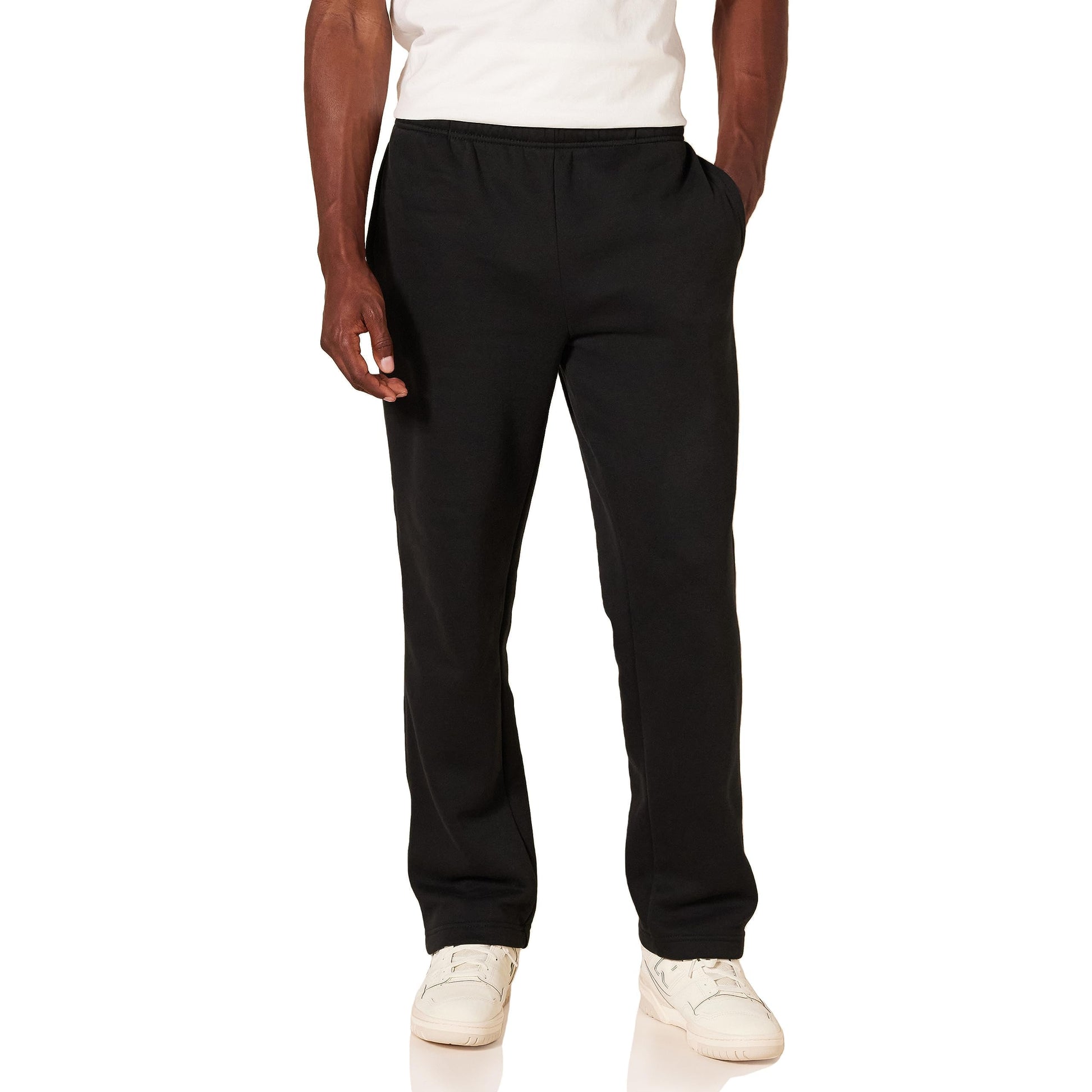 Amazon Essentials Men's Fleece Open Bottom Sweatpant (Available in Big & Tall), Black, Medium