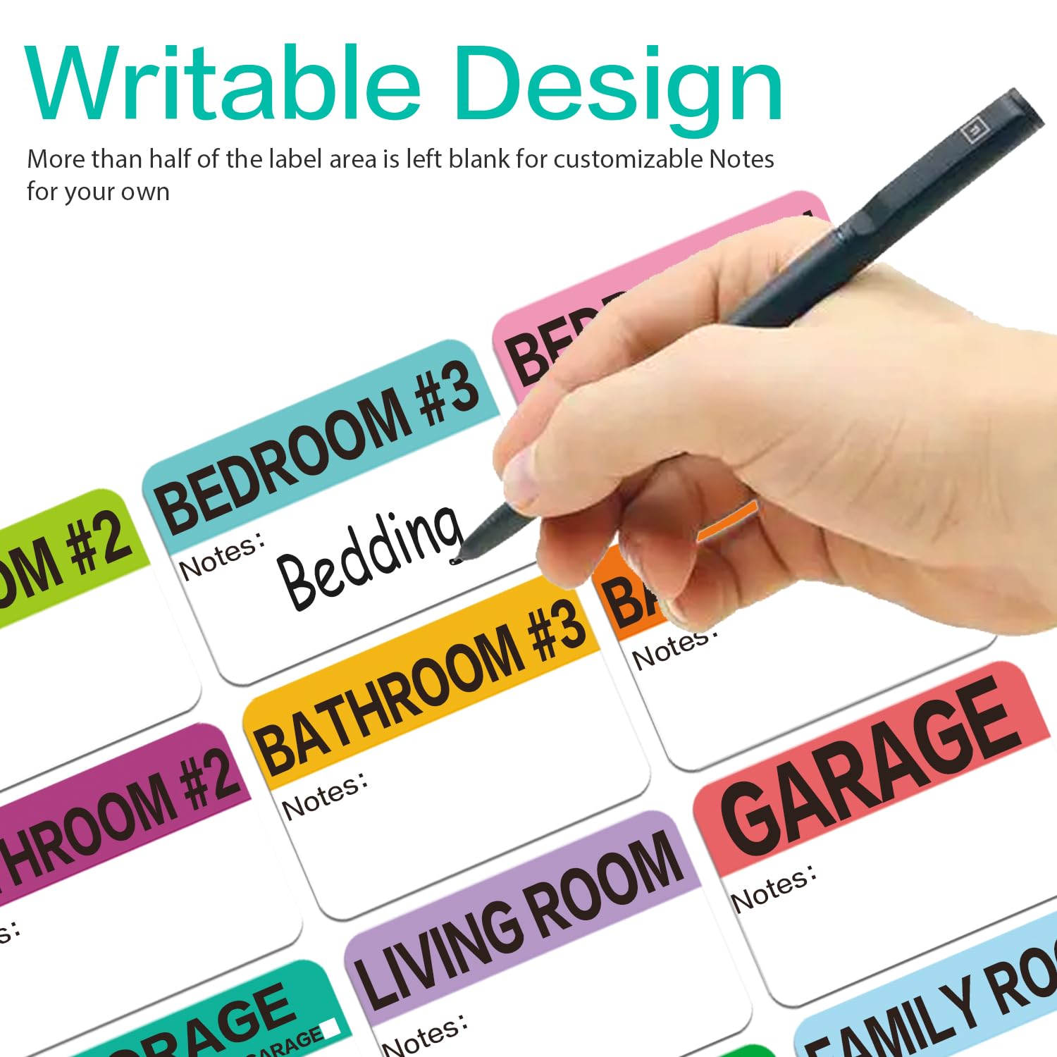 600 Count 3 x 2 Large Home Moving Packing Box Labels for 3-4 Bedroom House with Writable Notes Areas, 17 Color Coded Moving Labels for Boxes + Fragile Moving Stickers + Heavy and Blank Labels