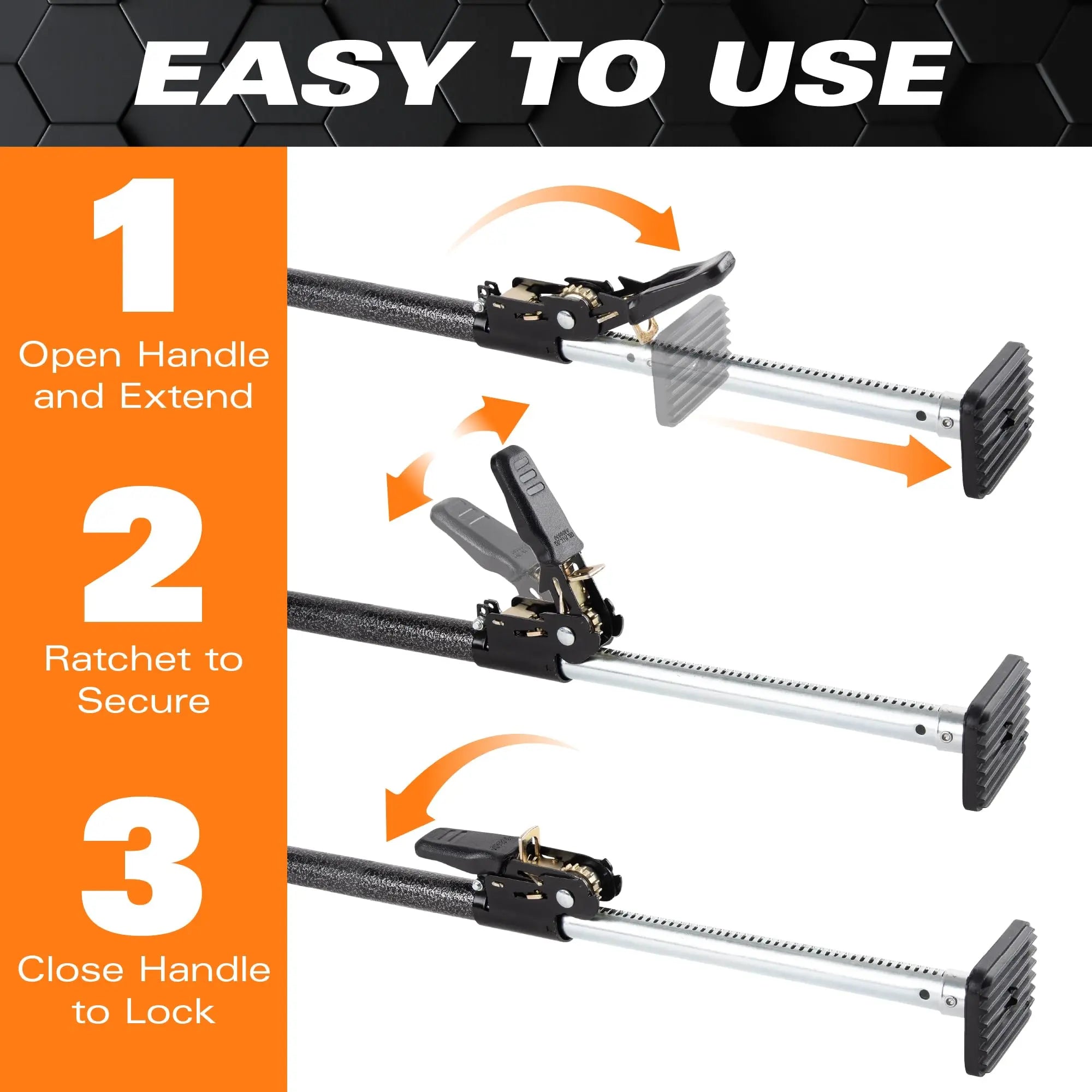 Keeper Adjustable Cargo Bar for Pickup Truck Bed, Ratcheting Cargo Bar, Ideal Work Truck Accessories, Black/Silver, 40"-70" Adjustable Length