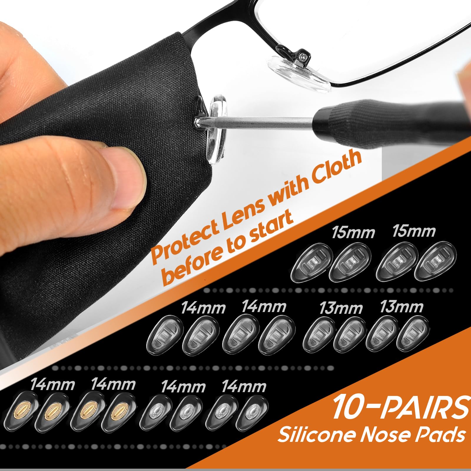TEKPREM Magnetic Eyeglass Repair Tool Kit, Eye Glasses Repairing Screwdriver Set with Compatible Eyeglass Screws,Silicone Nose Pads,Tweezer,Small Screwdriver for Eyeglasses,Sunglasses and Nose Pads